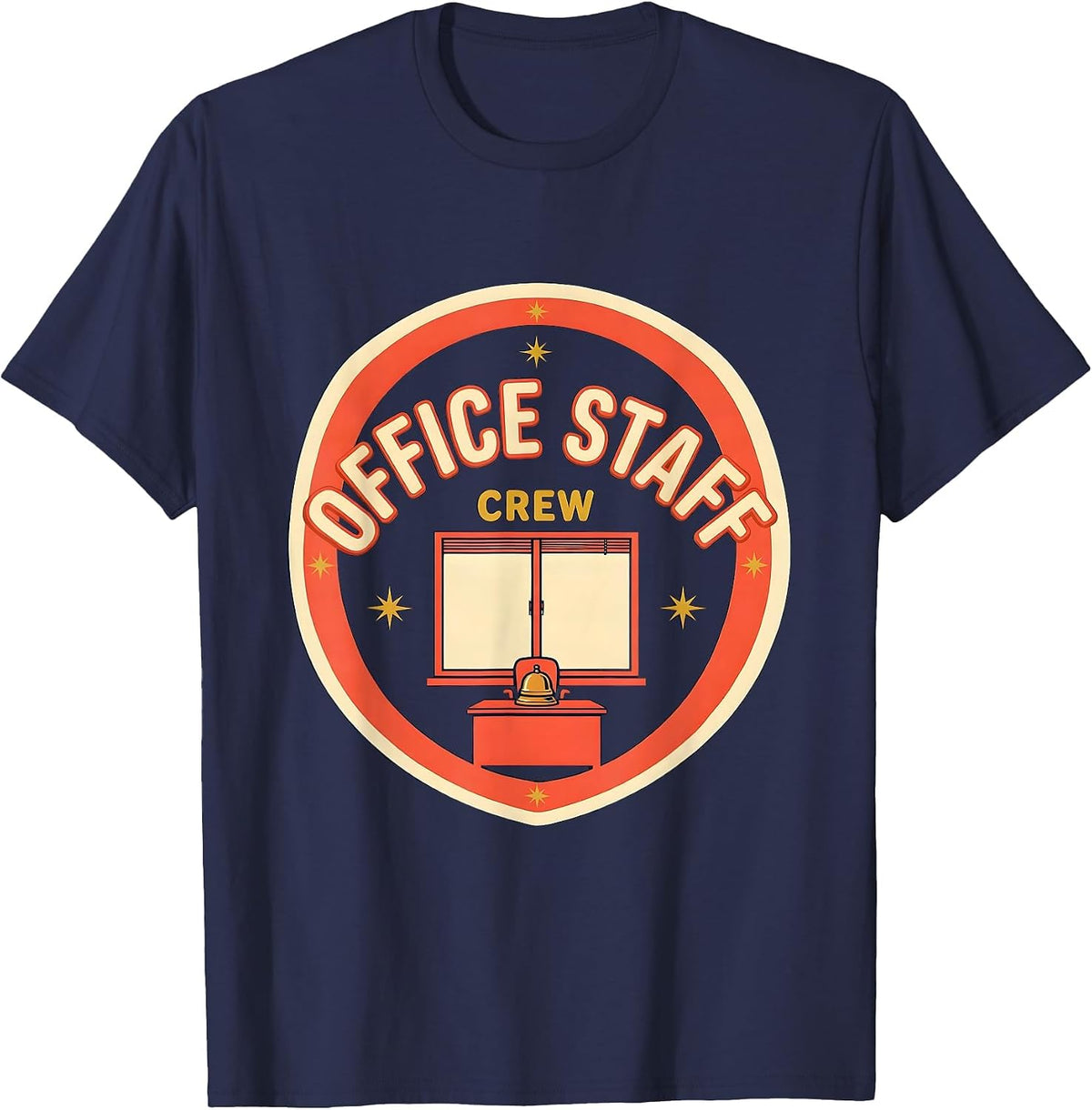 Men's Office Staff Crew Screenprint School Support Staff T-Shirt - Navy Blue