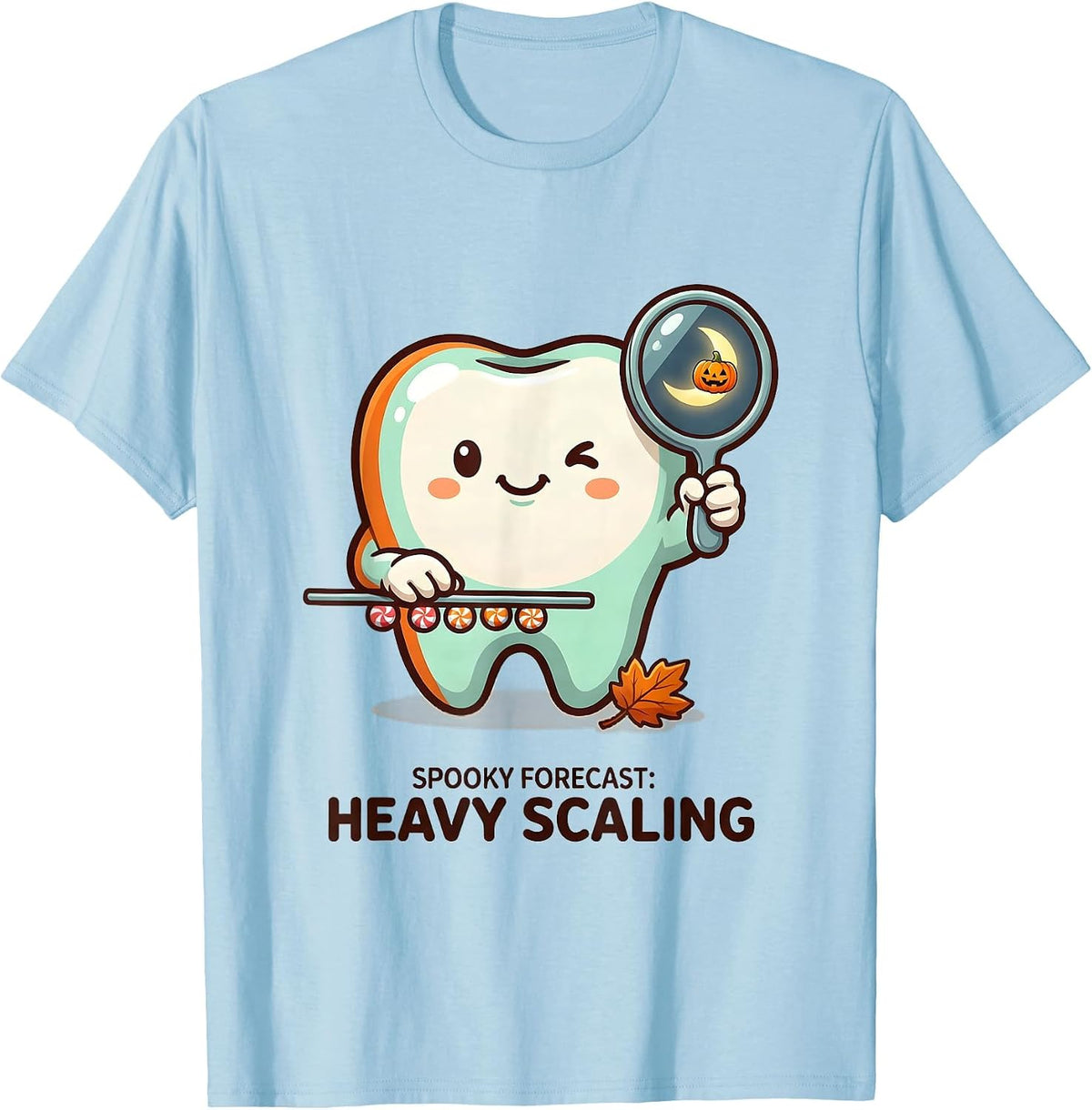 Men's Spooky Forecast: Heavy Scaling Cute Kawaii Dental Hygienist T-Shirt - Baby Blue