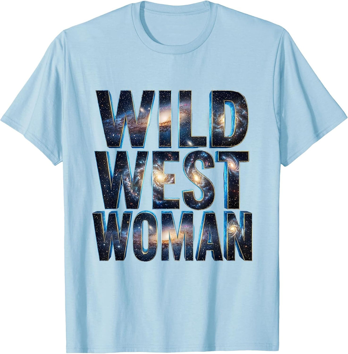 Men's Wild West Woman Western Graphic Design T-Shirt - Baby Blue
