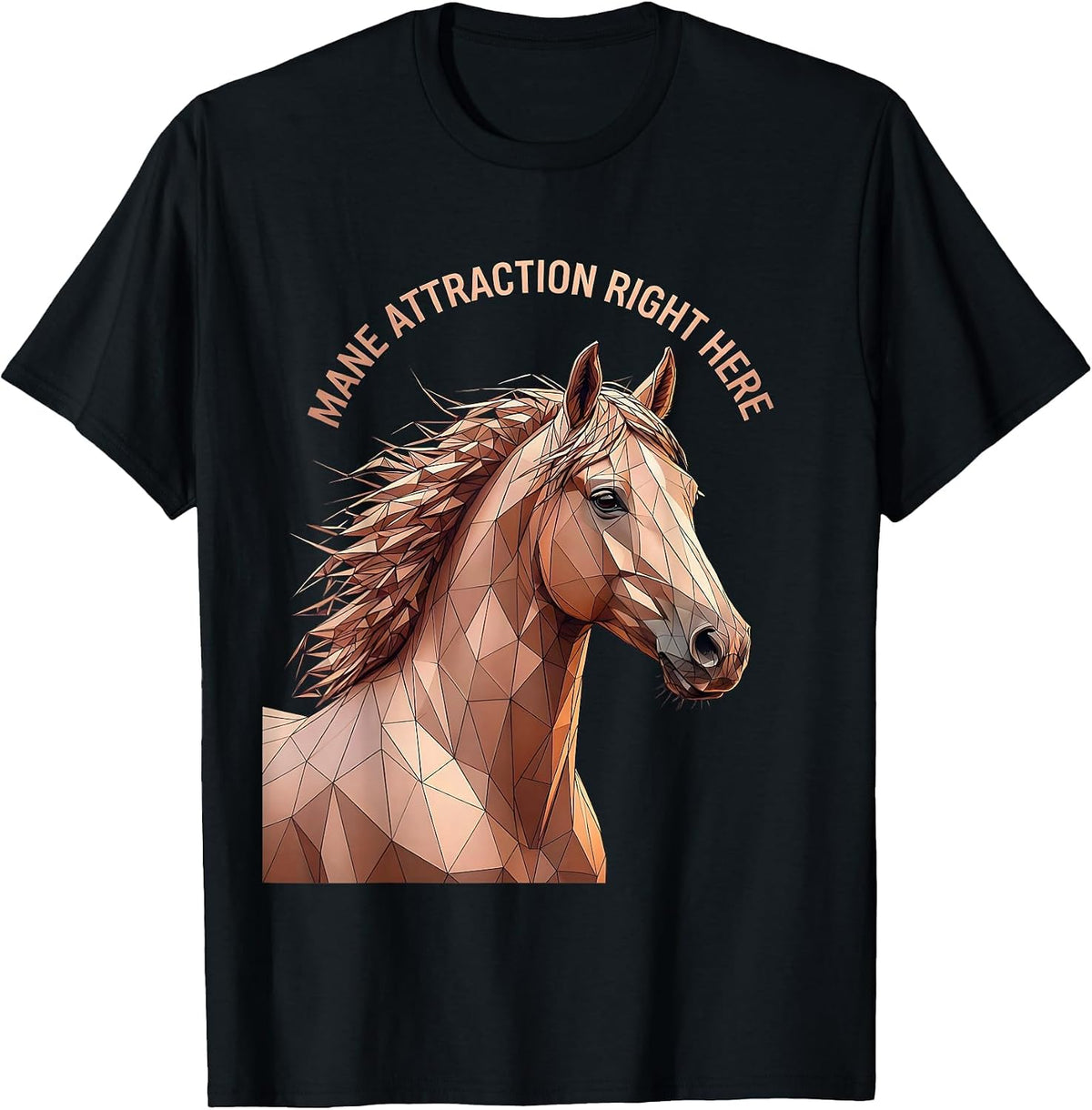 Men's Mane Attraction Here Horse Lover Design T-Shirt - Black