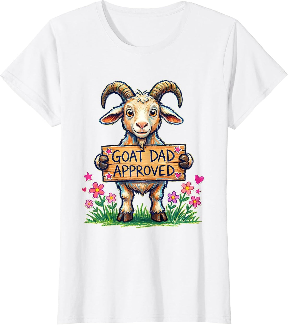 Women's Goat Dad Approved Funny Goat Lover Design T-Shirt - White