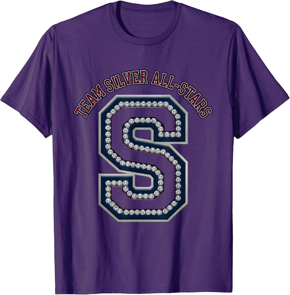 Team Silver All-Stars Sparkle Varsity School Team 4th Grade T-Shirt - Purple