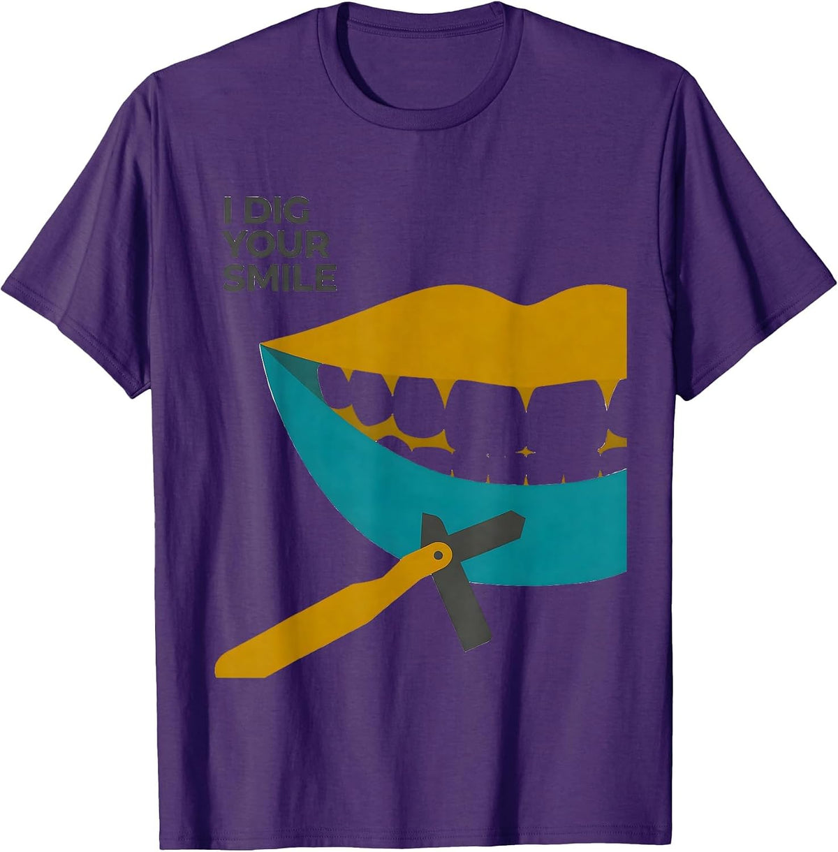 I Dig Your Smile Midcentury Modern Dental Hygienist Humor T-Shirt - Purple