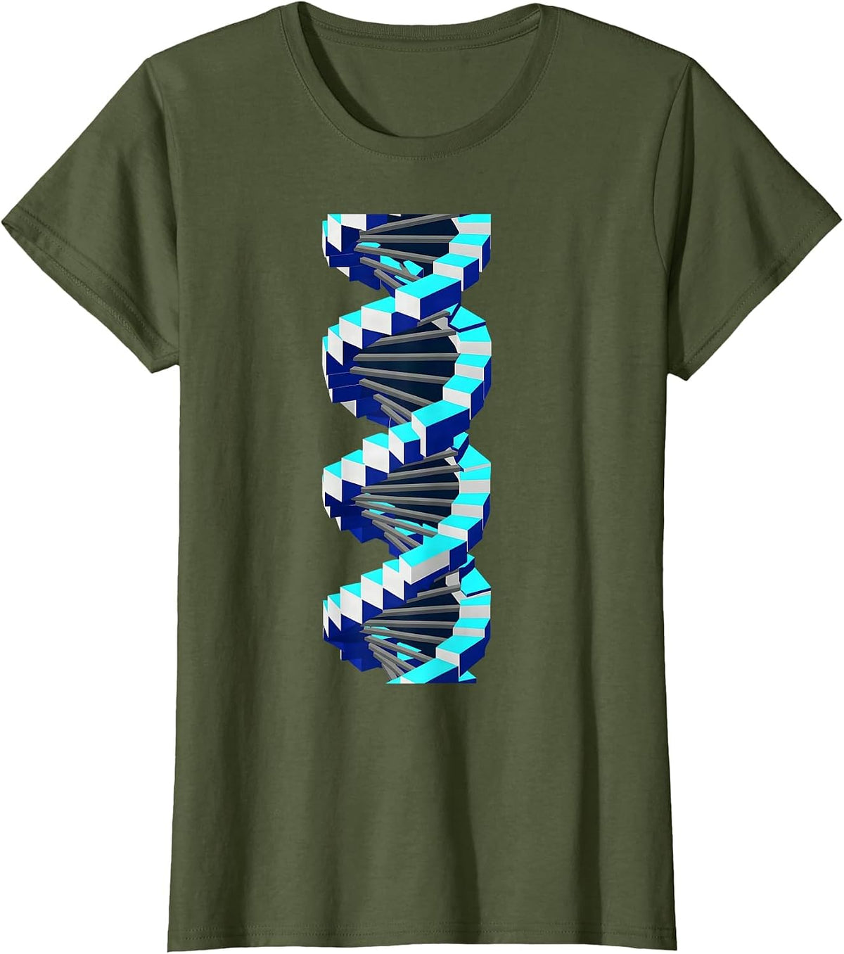 Women's DNA Double Helix Infinity Science Teacher Design T-Shirt - Olive Green
