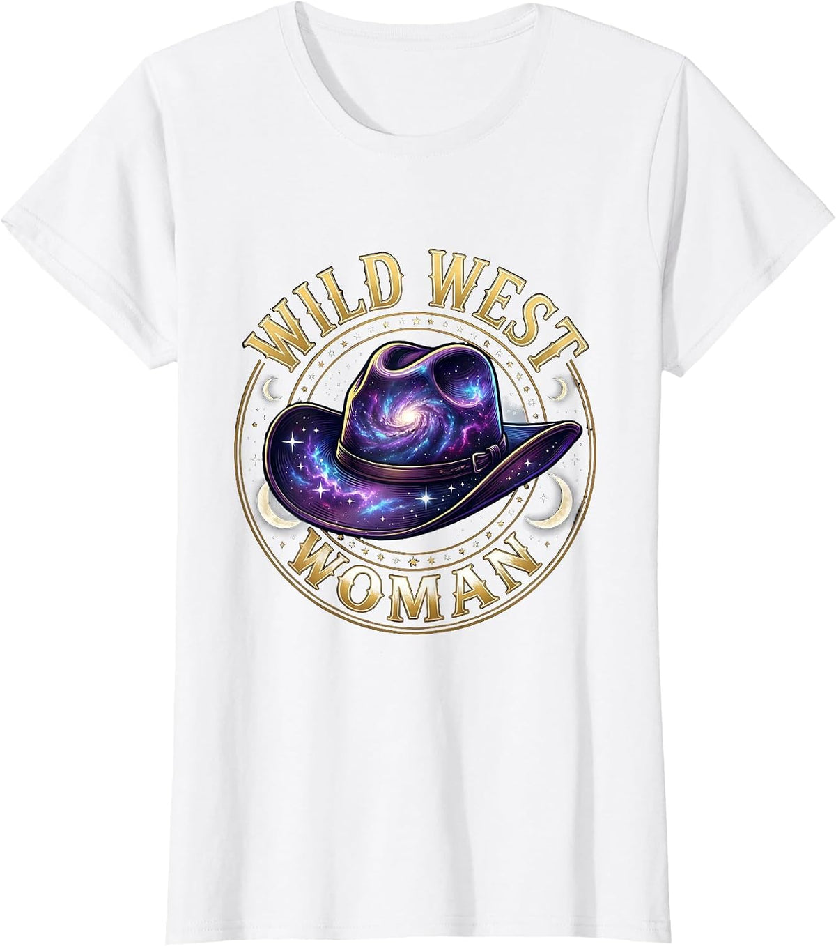 Women's Wild West Woman Cowboy Graphic Design T-Shirt - White