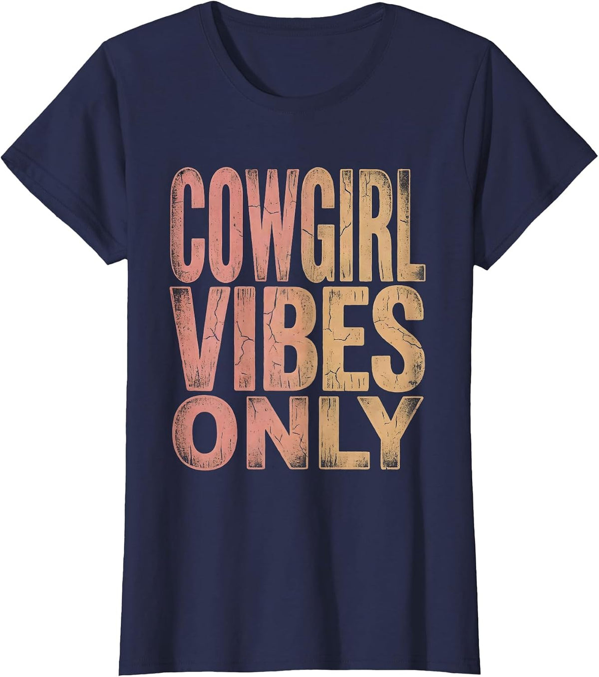 Women's Cowgirl Vibes Only Western Girls Design T-Shirt - Navy Blue