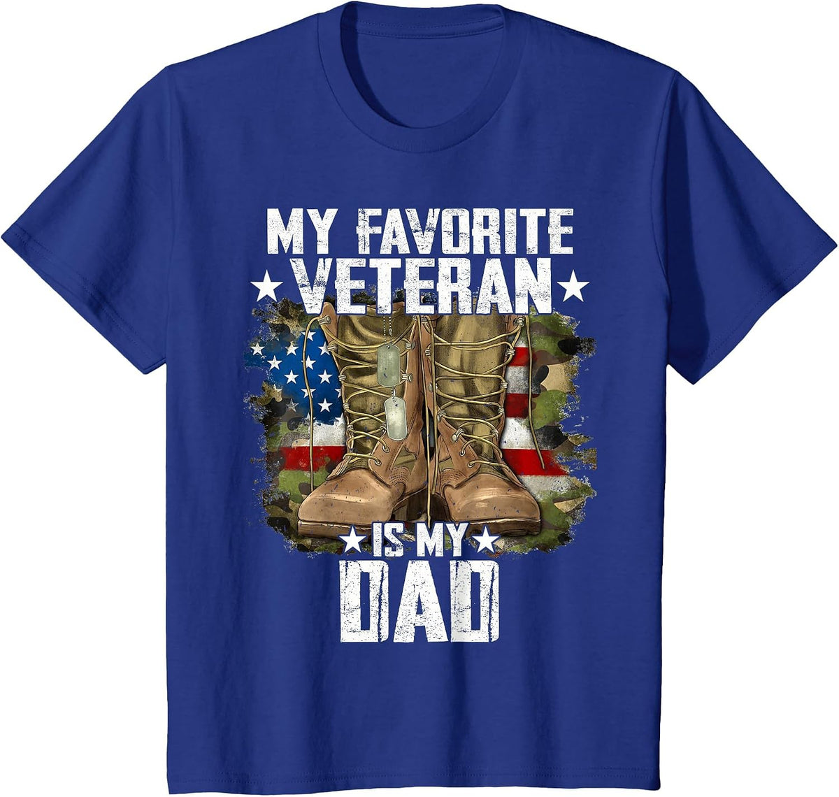 Father Veterans Day My Favorite Veteran is My Dad for Kids T-Shirt - Royal Blue