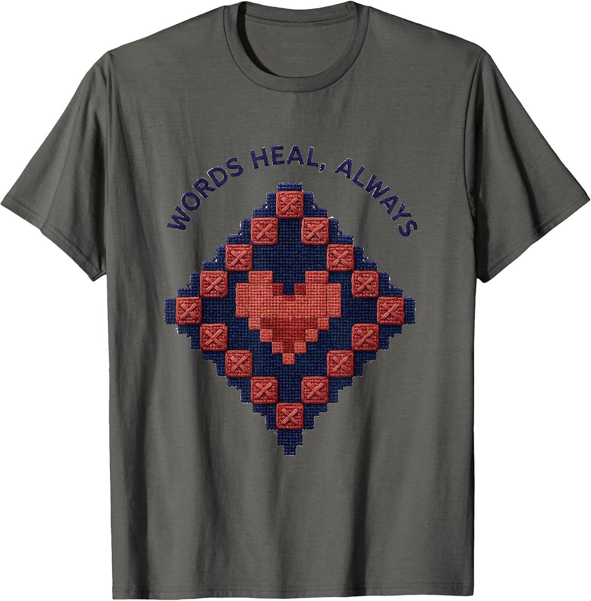 Words Heal Always Speech Therapy Design T-Shirt - Asphalt Grey