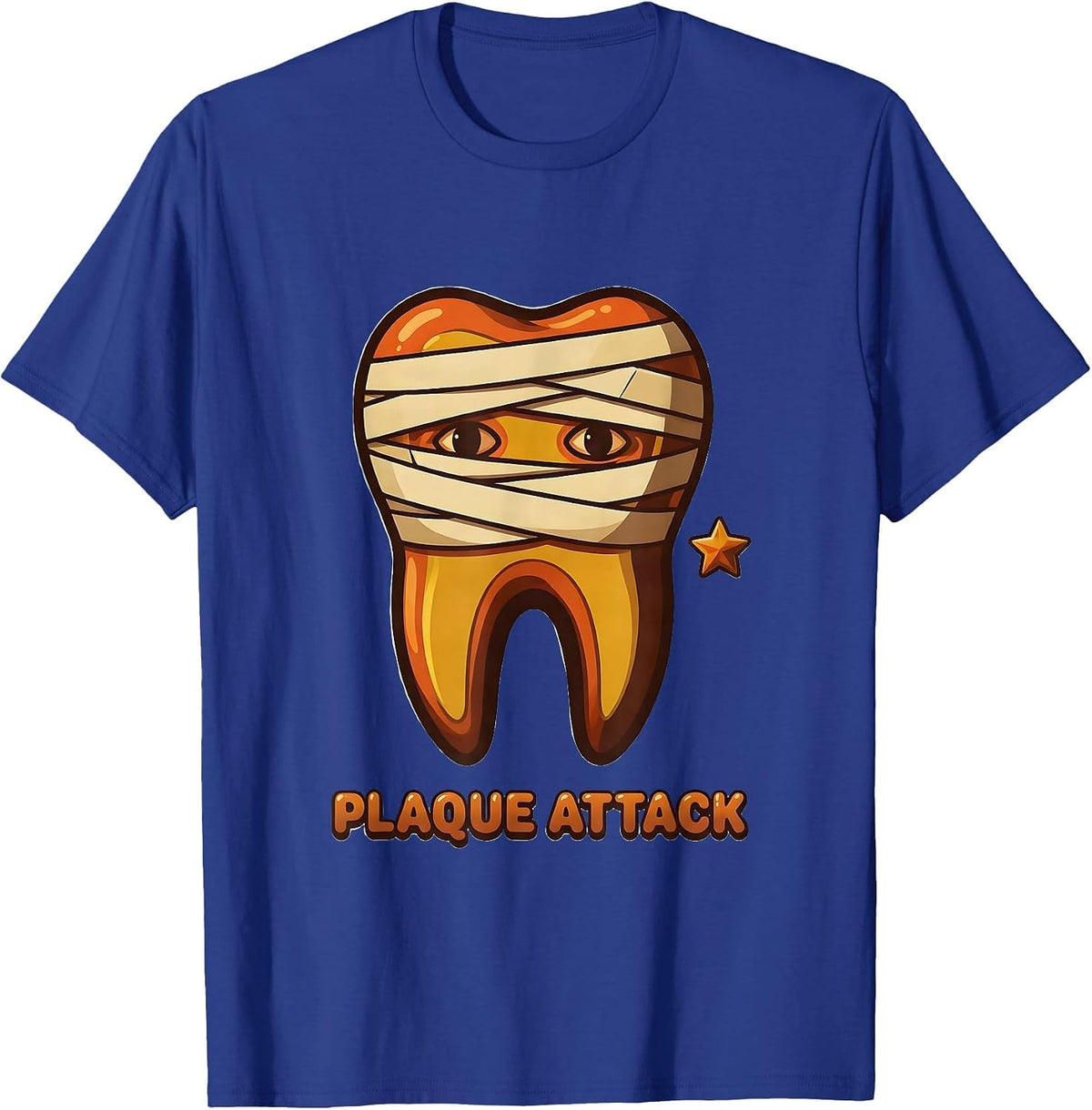 Plaque Attack Retro 70s Dental Squad Halloween Costume Humor T-Shirt - Royal Blue