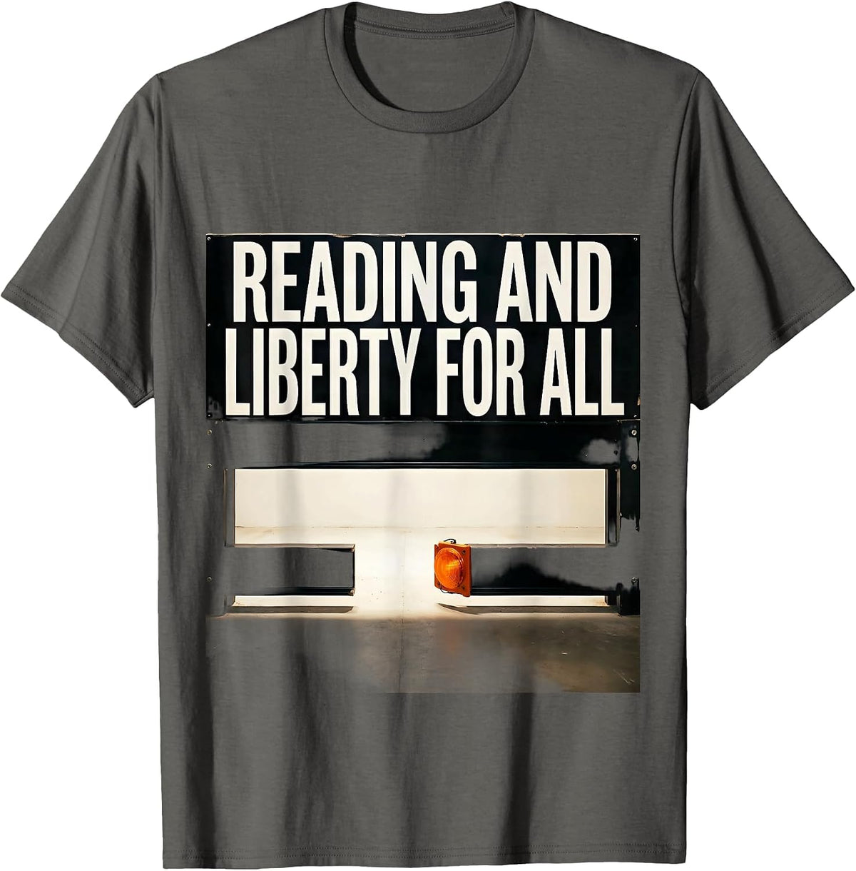 Men's Reading And Liberty For All Brutalist Literacy Justice T-Shirt - Asphalt Grey