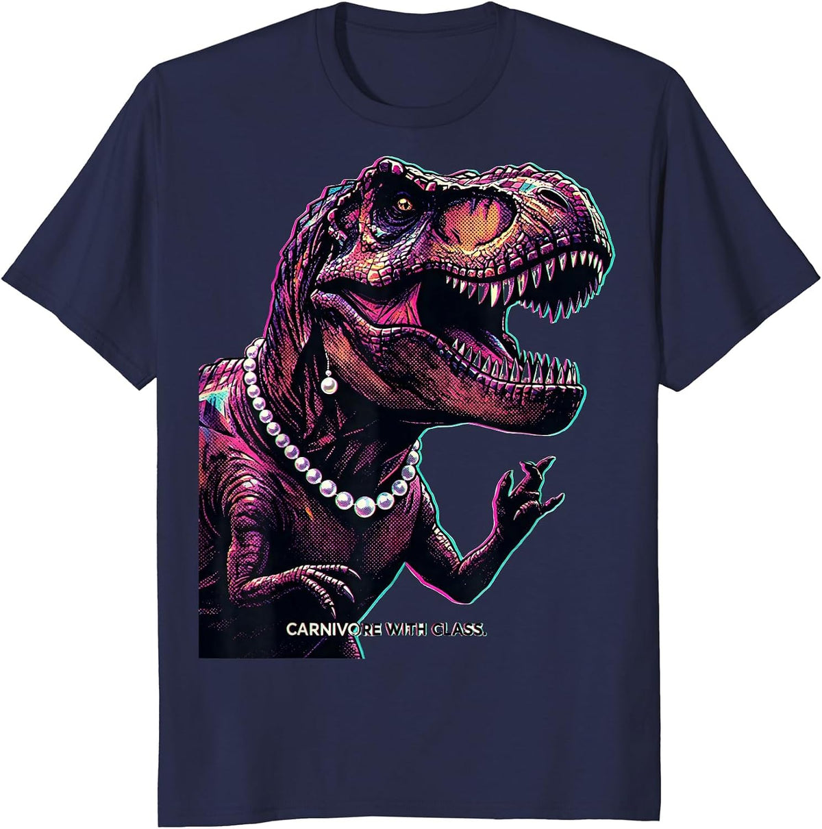 Carnivore With Class Dinosaur Design T-Shirt - Navy Blue