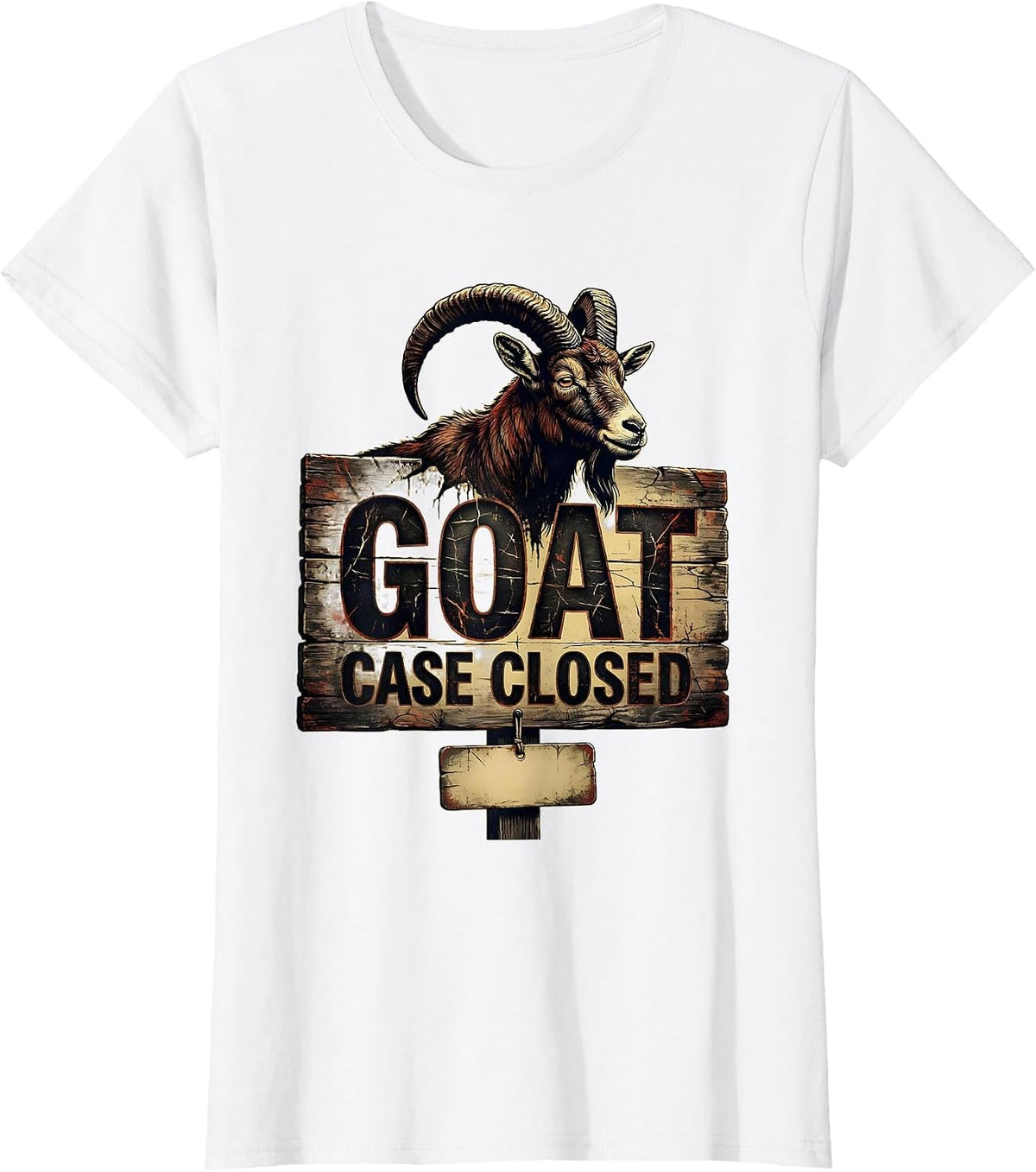 GOAT Case Closed Distressed Funny Goat Lover Farm Animal T-Shirt - White