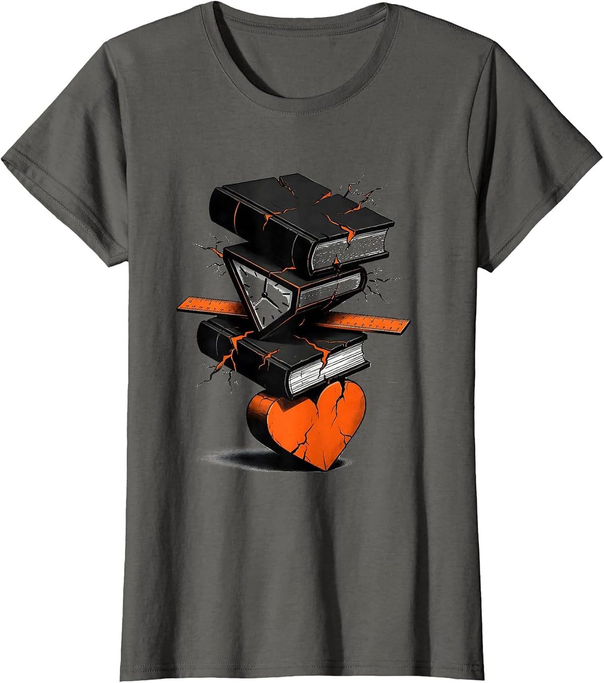 Women's Brutalist Classroom Tower Paraeducator Appreciation Gift T-Shirt - Asphalt Grey