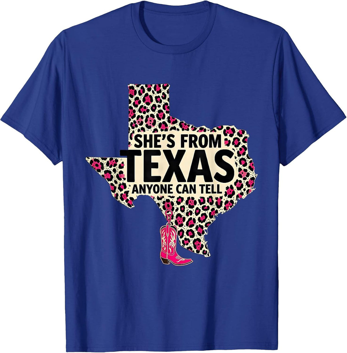 Men's She's From Texas Anyone Can Tell Western Cowgirl Pride T-Shirt - Royal Blue
