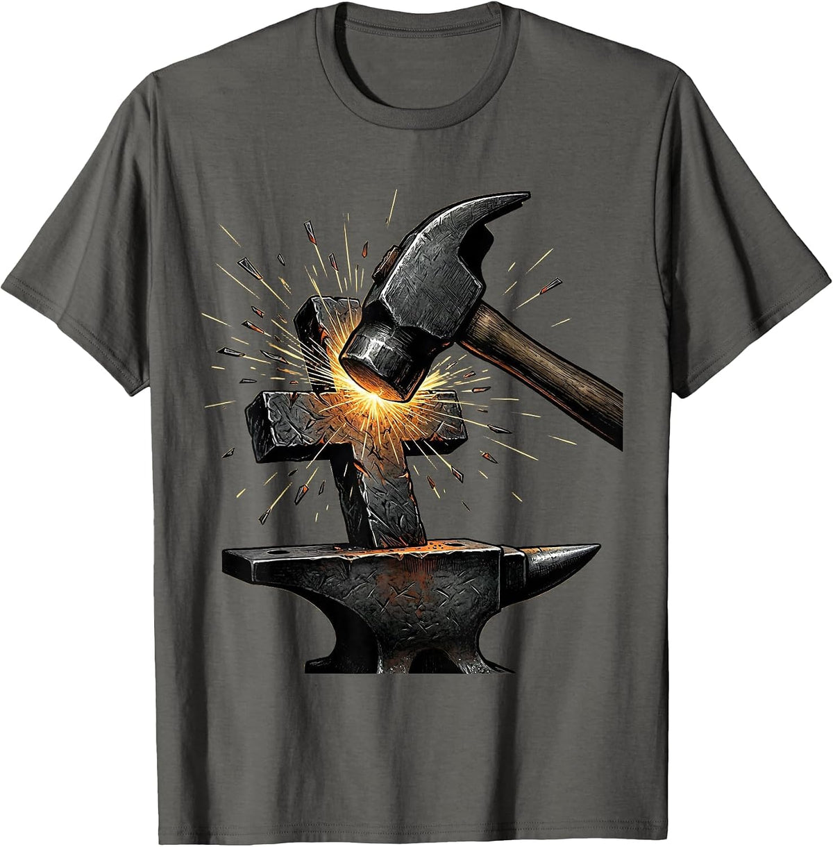 Men's Blacksmith Cross Faith Graphic Tee T-Shirt - Asphalt Grey