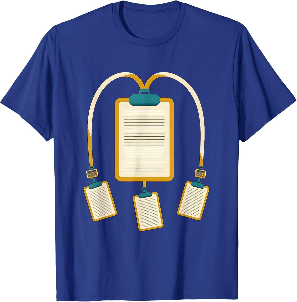 Clipboard And Lanyard Support Emblem Midcentury Modern T-Shirt - Royal Blue