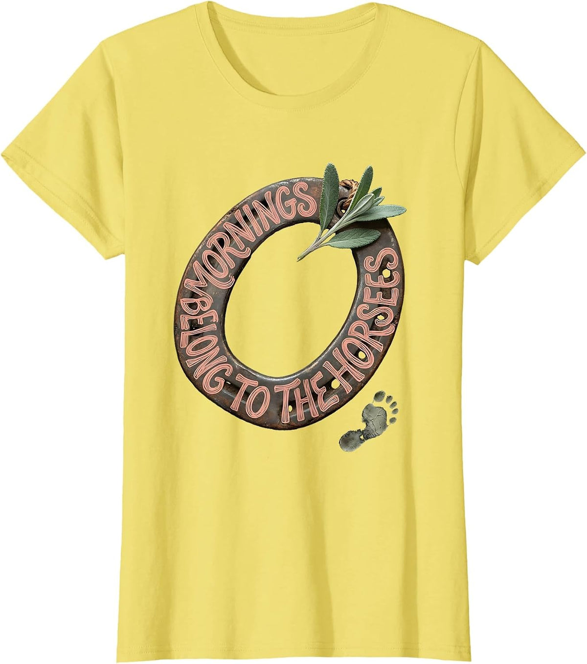 Women's Mornings Belong To The Horses Boho Horse Lover Gift T-Shirt - Lemon Yellow
