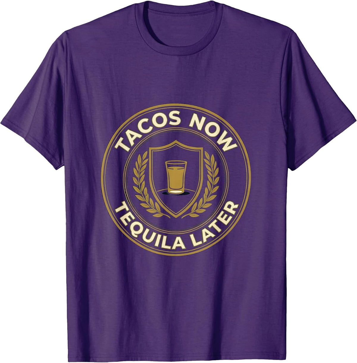Tacos Now Tequila Later Cinco De Mayo Spanish Pun Party T-Shirt - Purple