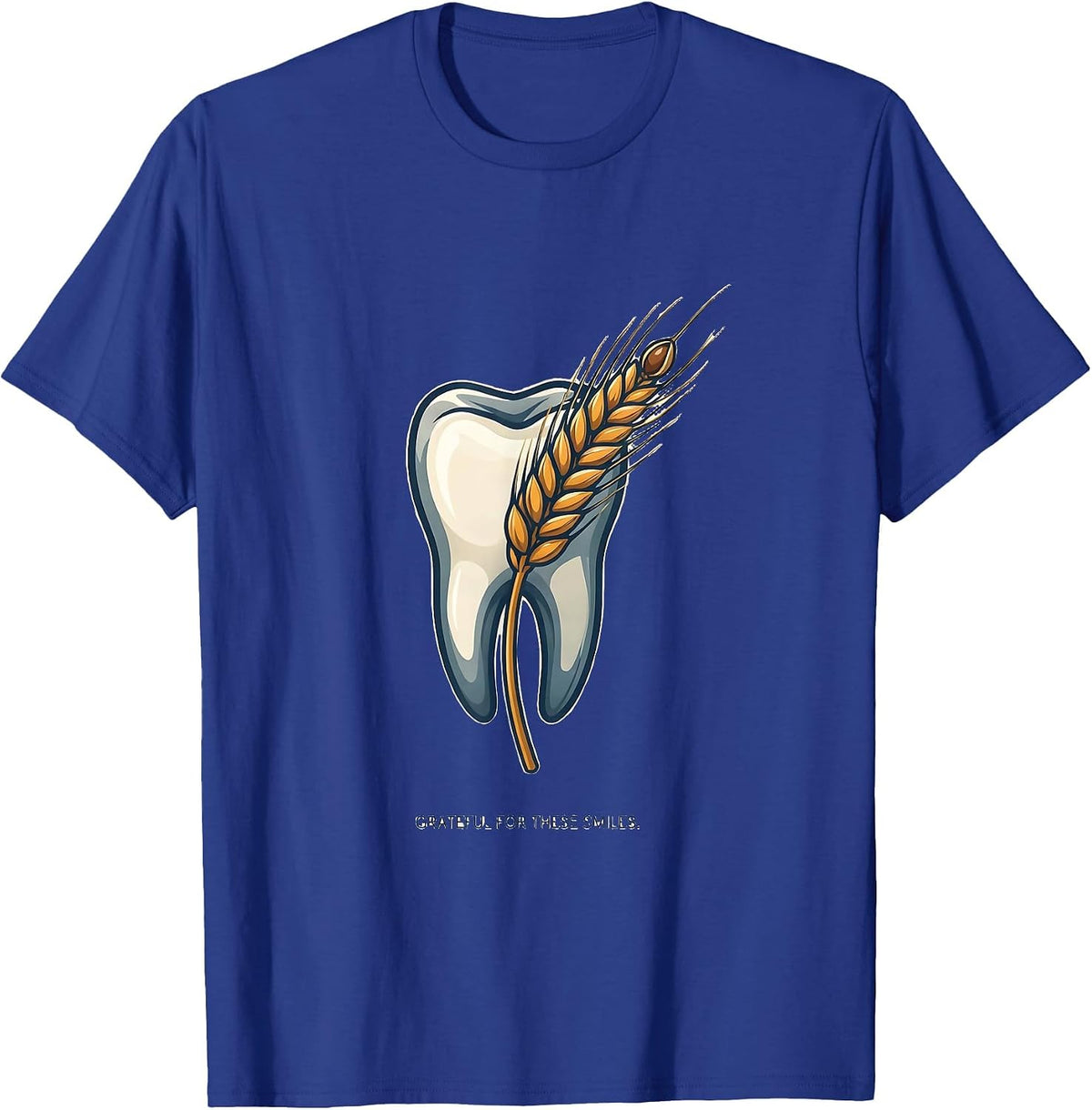 Grateful For These Smiles Funny Dental Christmas T-Shirt - Royal Blue
