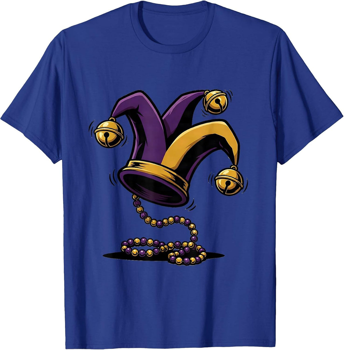 Jester Cap Cartoon Mardi Gras Party Humor T-Shirt - Royal Blue