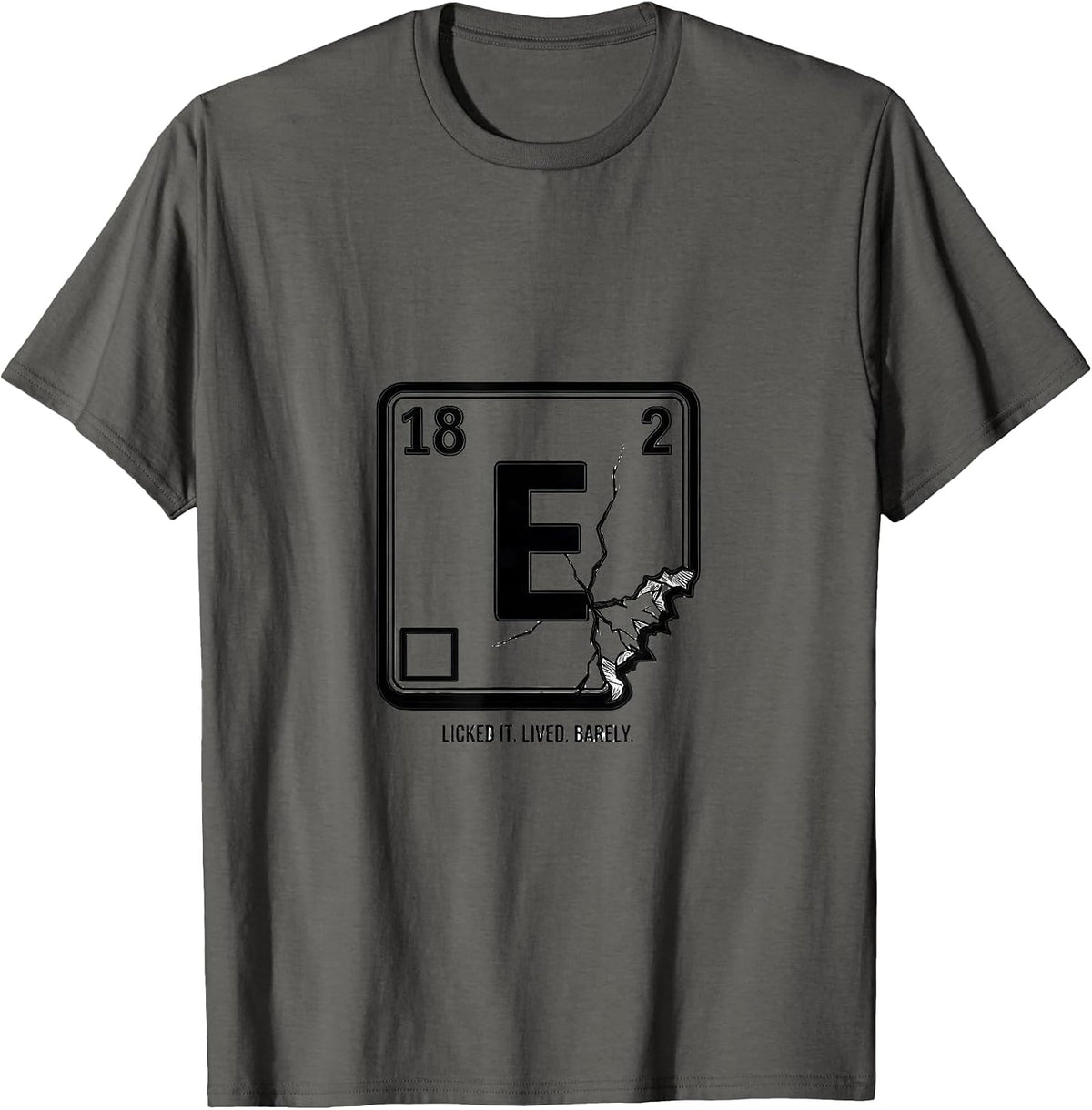 Men's Licked It. Lived. Barely Funny Periodic Table Chemistry T-Shirt - Asphalt Grey