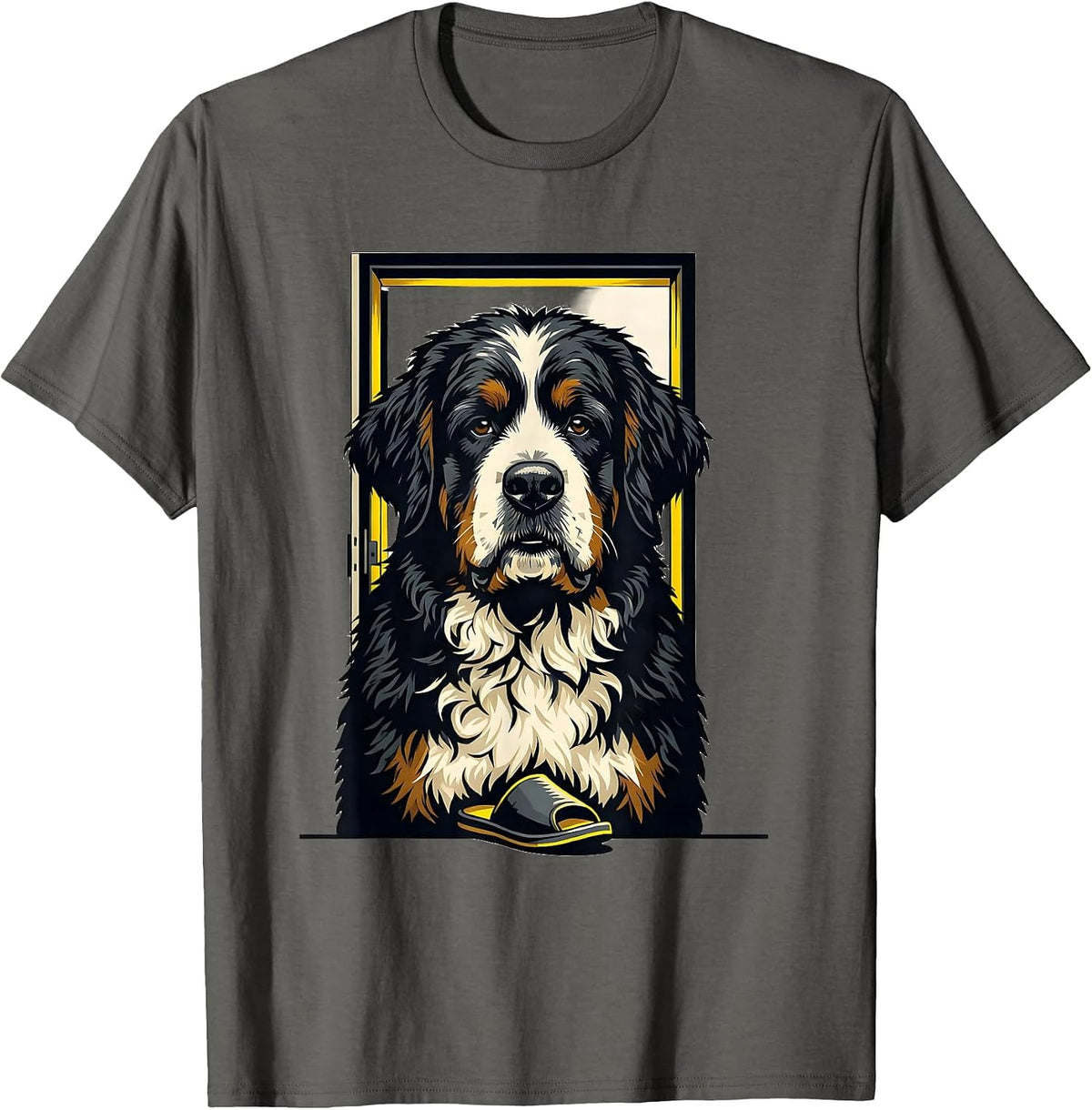 Men's Sheepadoodle Stencil Graphic Dog Lover Humor T-Shirt - Asphalt Grey