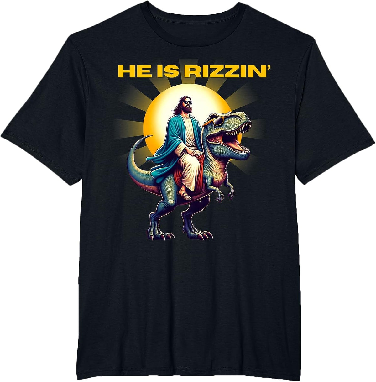 He is Rizzen Jesus Has Rizzen Retro Christian Easter 2026 T-Shirt - Black