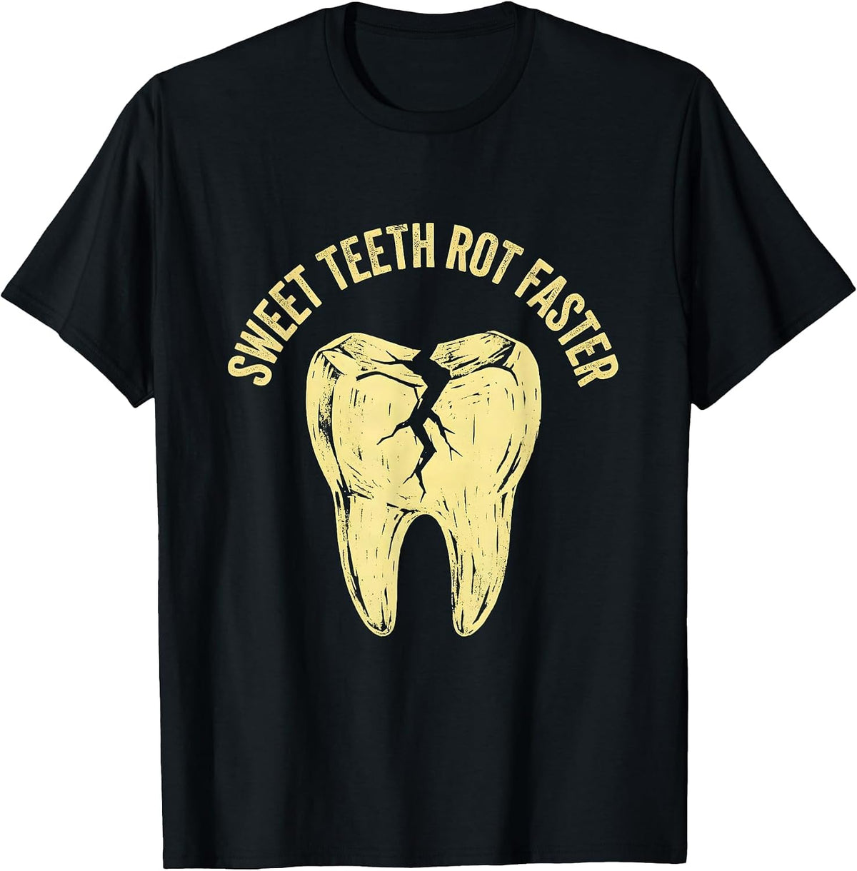 Men's Sweet Teeth Rot Faster Dental Halloween Design T-Shirt - Black
