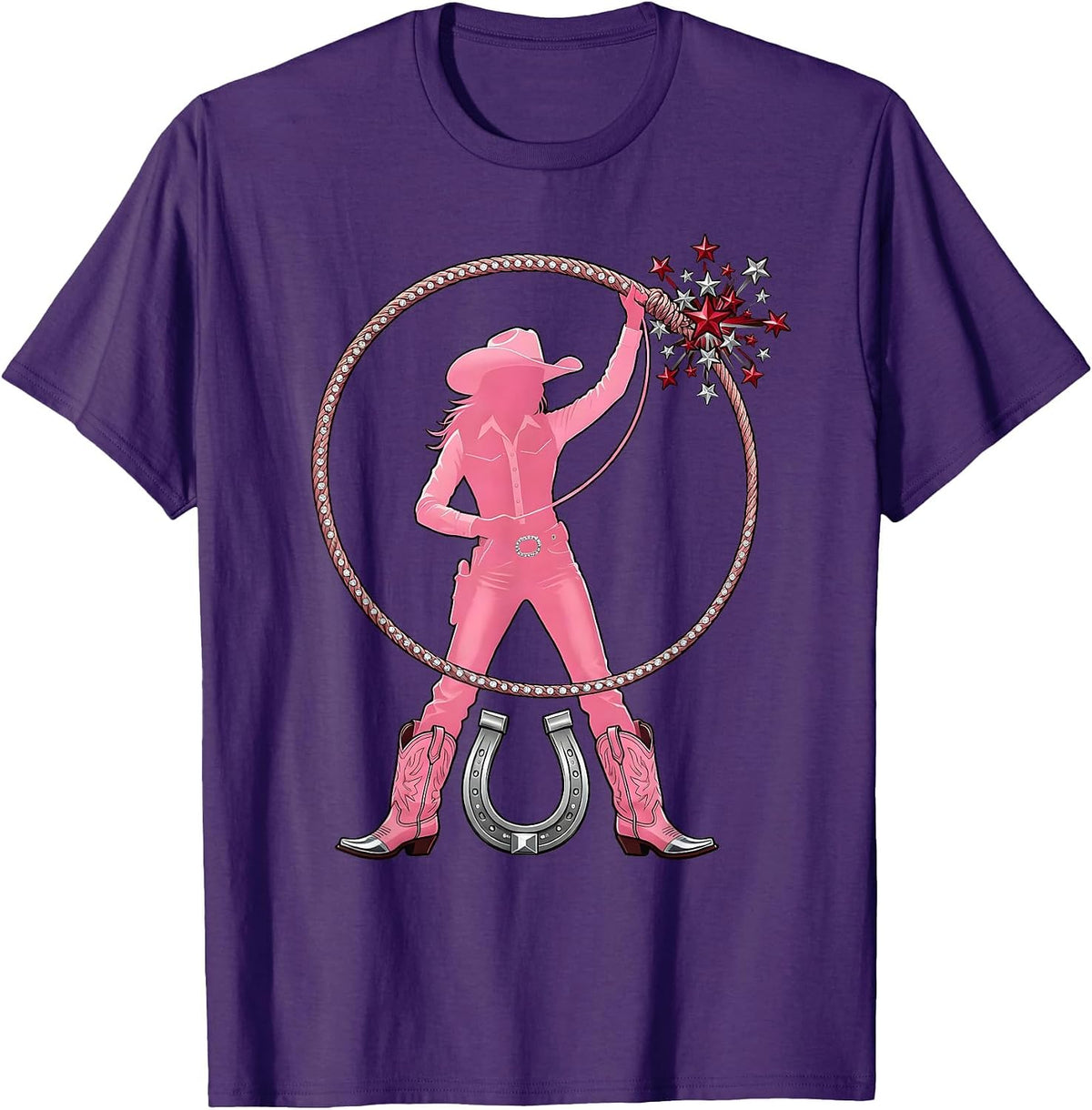 Lasso Throw Desert Sky Cowboy Graphic T-Shirt - Purple