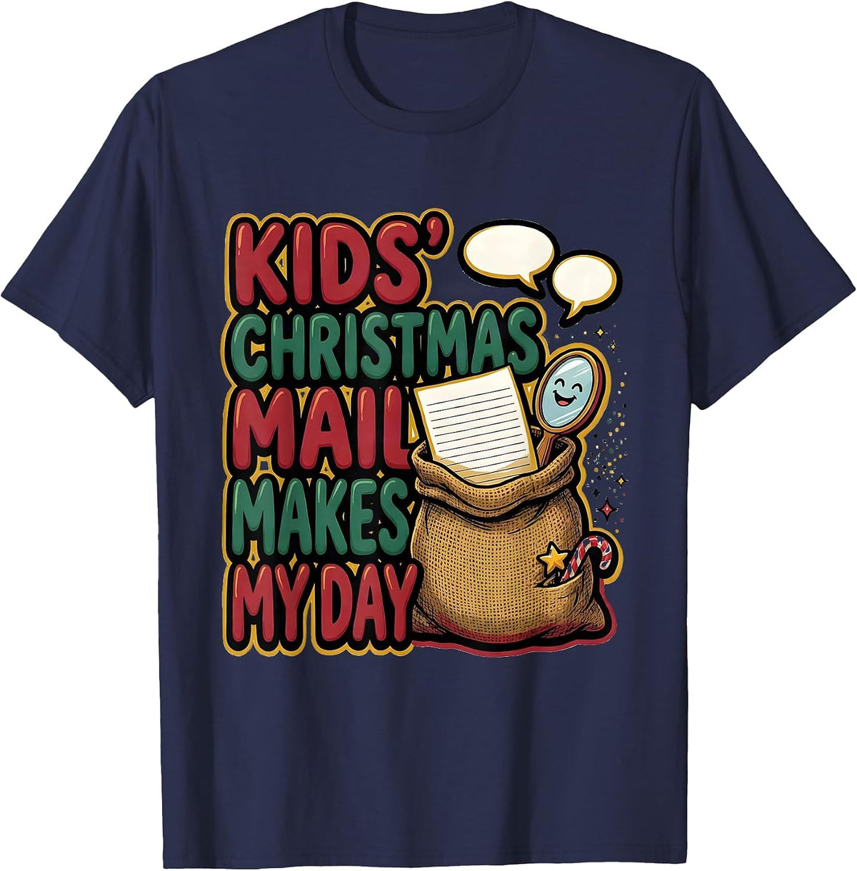 Men's Kids' Christmas Mail Makes My Day Funny Speech Therapist SLP T-Shirt - Navy Blue