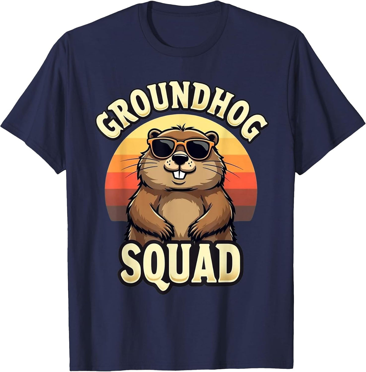 Funny Groundhog Squad Happy Groundhog Day Celebration T-Shirt - Navy Blue