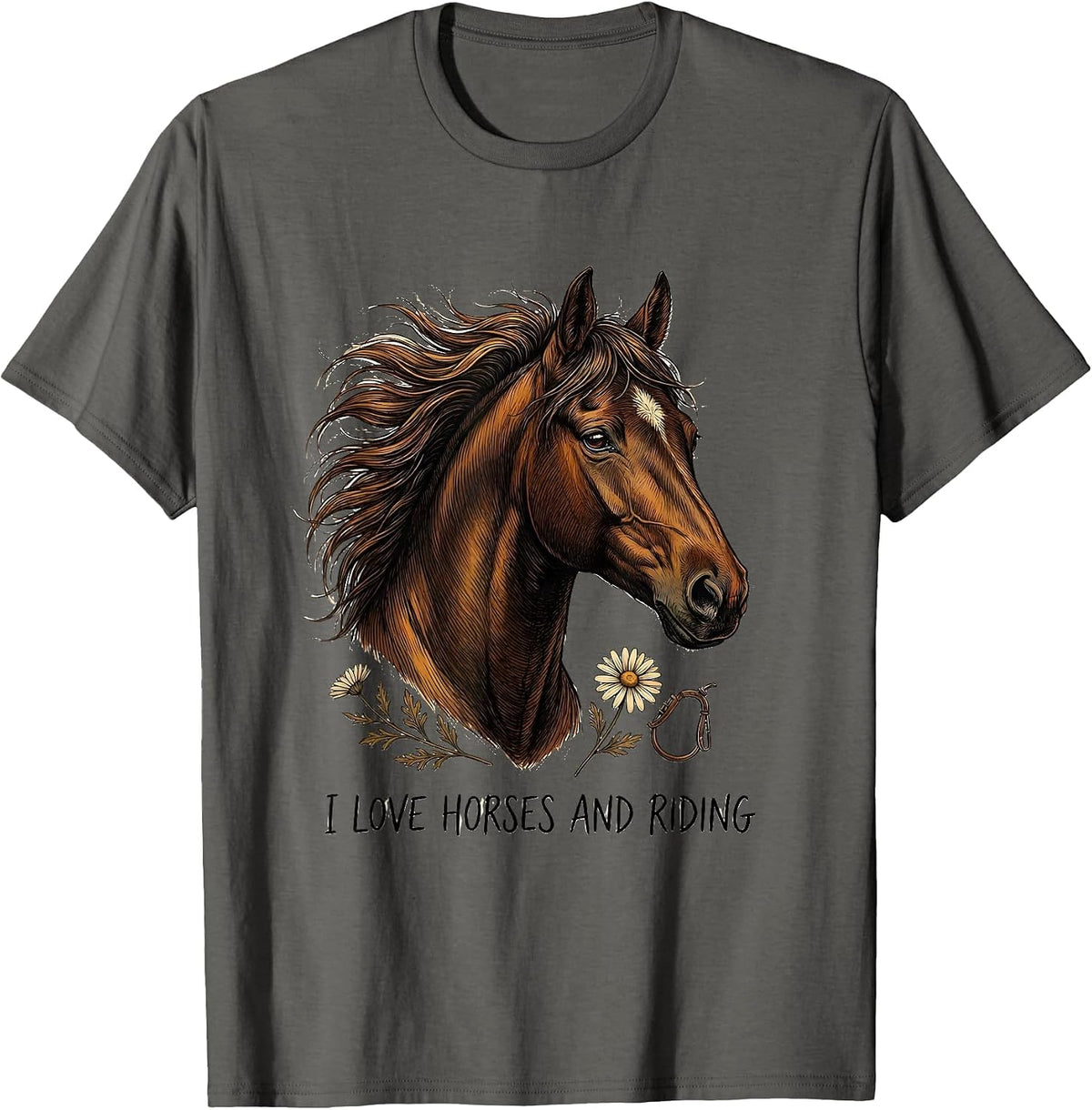 Men's I Love Horses And Riding Warm Horse Lover Gift T-Shirt - Asphalt Grey