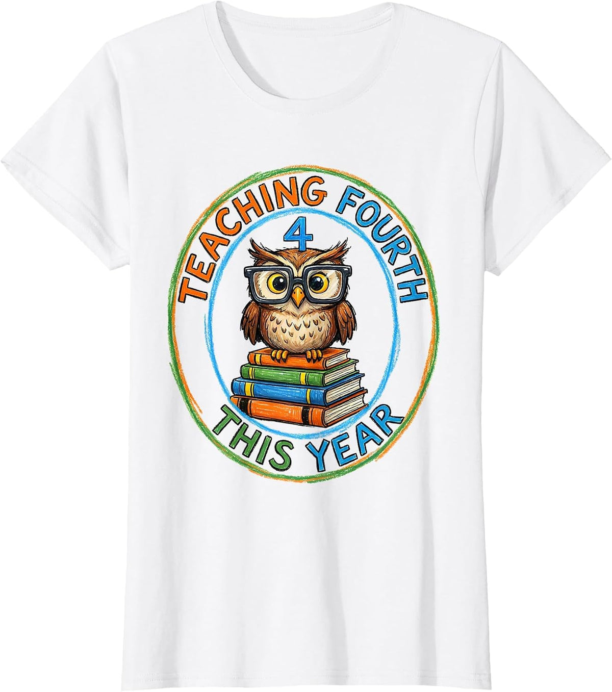 Women's Teaching Fourth This Year Naive Kidcore Grade Level Pride T-Shirt - White