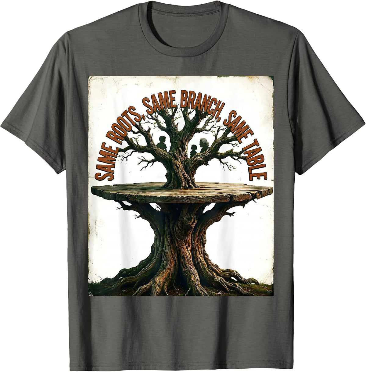 Same Roots, Same Branch, Same Table Vintage Family Reunion T-Shirt - Asphalt Grey