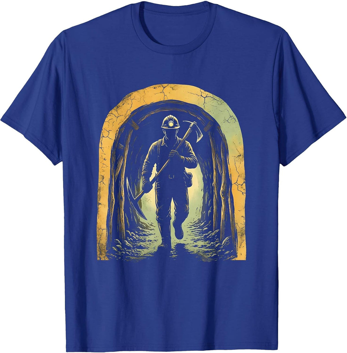 Labor Day Coal Miner Tunnel Emergence Graphic T-Shirt - Royal Blue