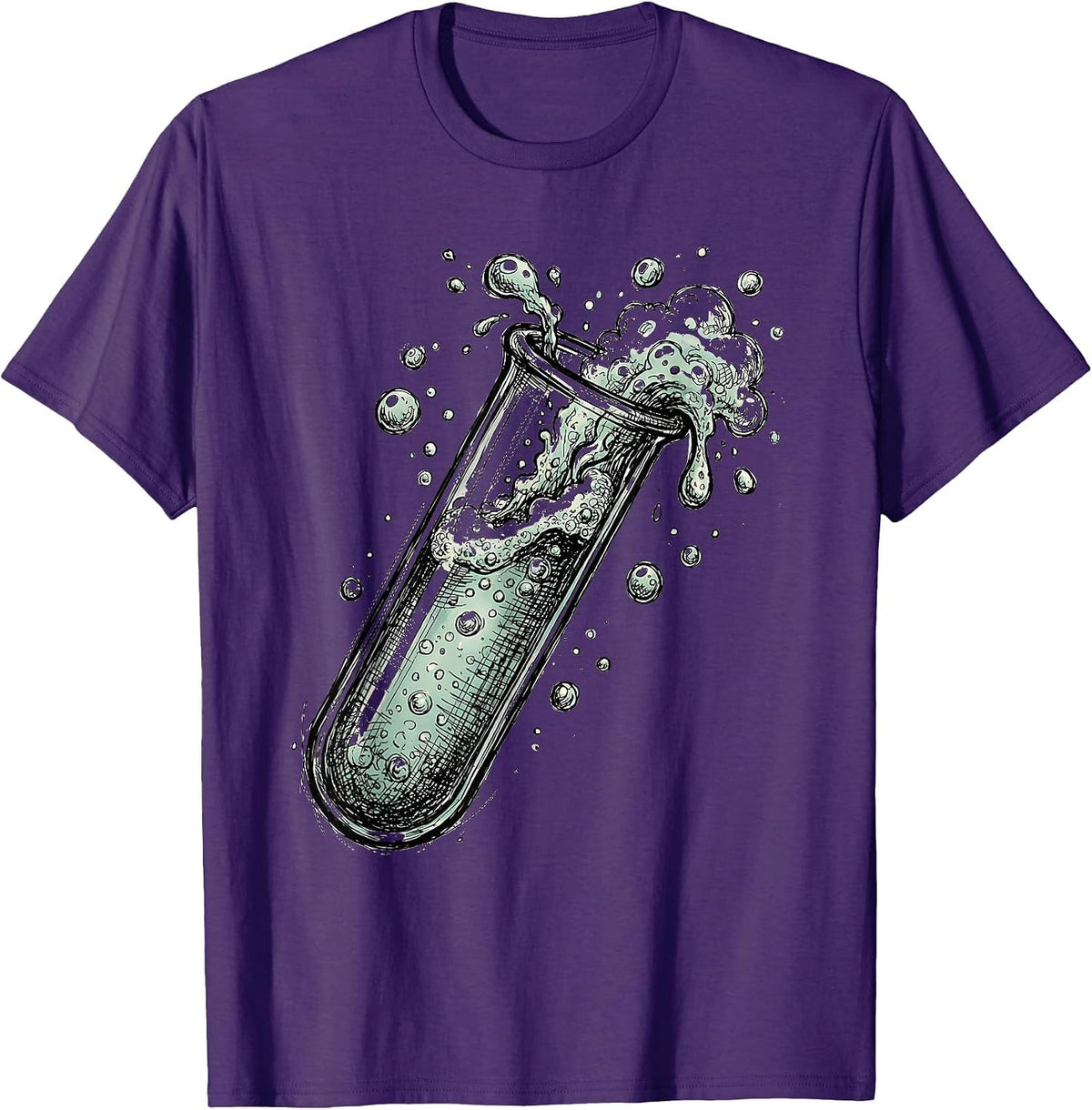 Men's Bubbling Test Tube Science Lab Graphic Tee T-Shirt - Purple