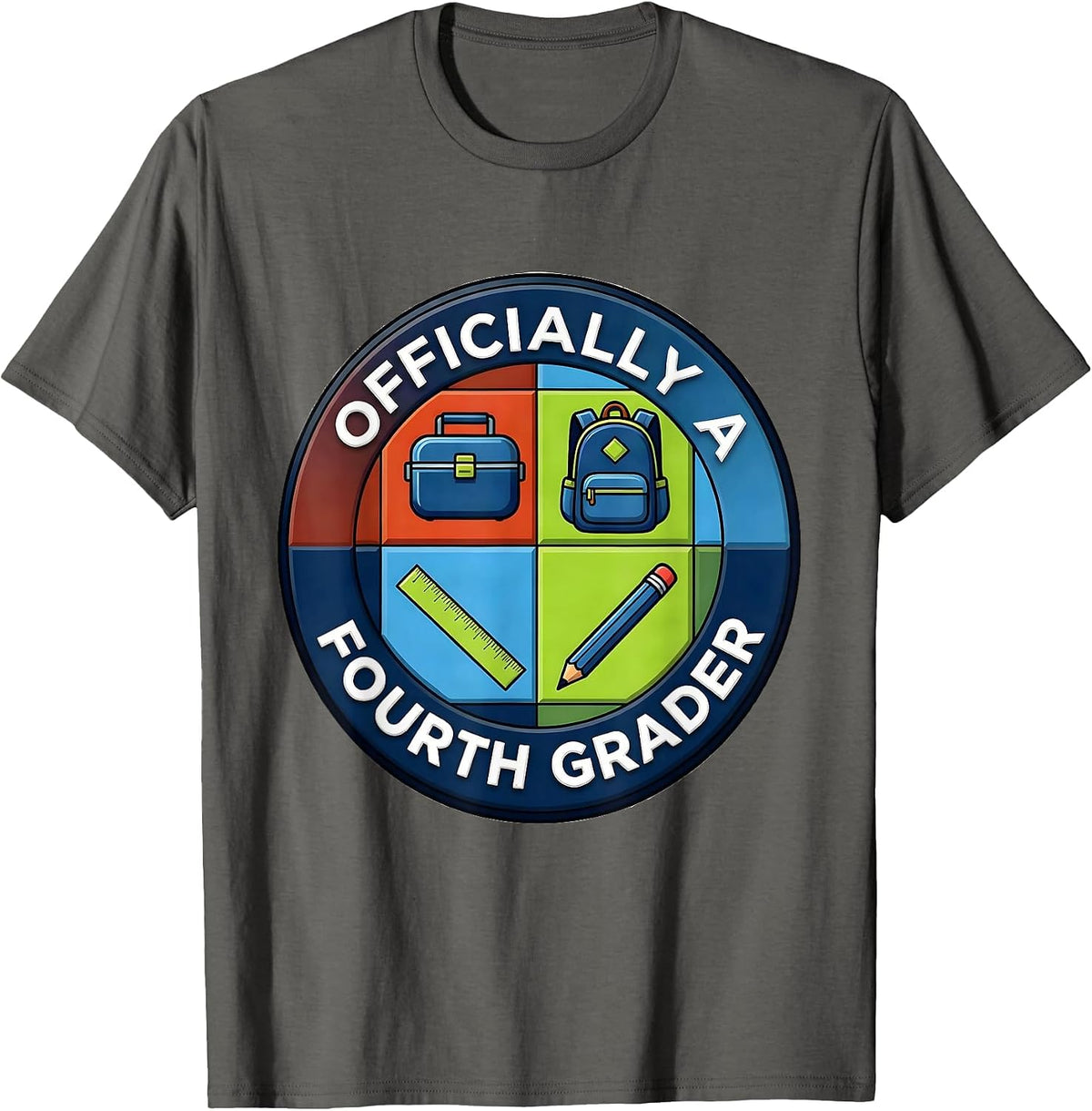 Men's Officially A Fourth Grader Back to School Fourth Grade Pride T-Shirt - Asphalt Grey