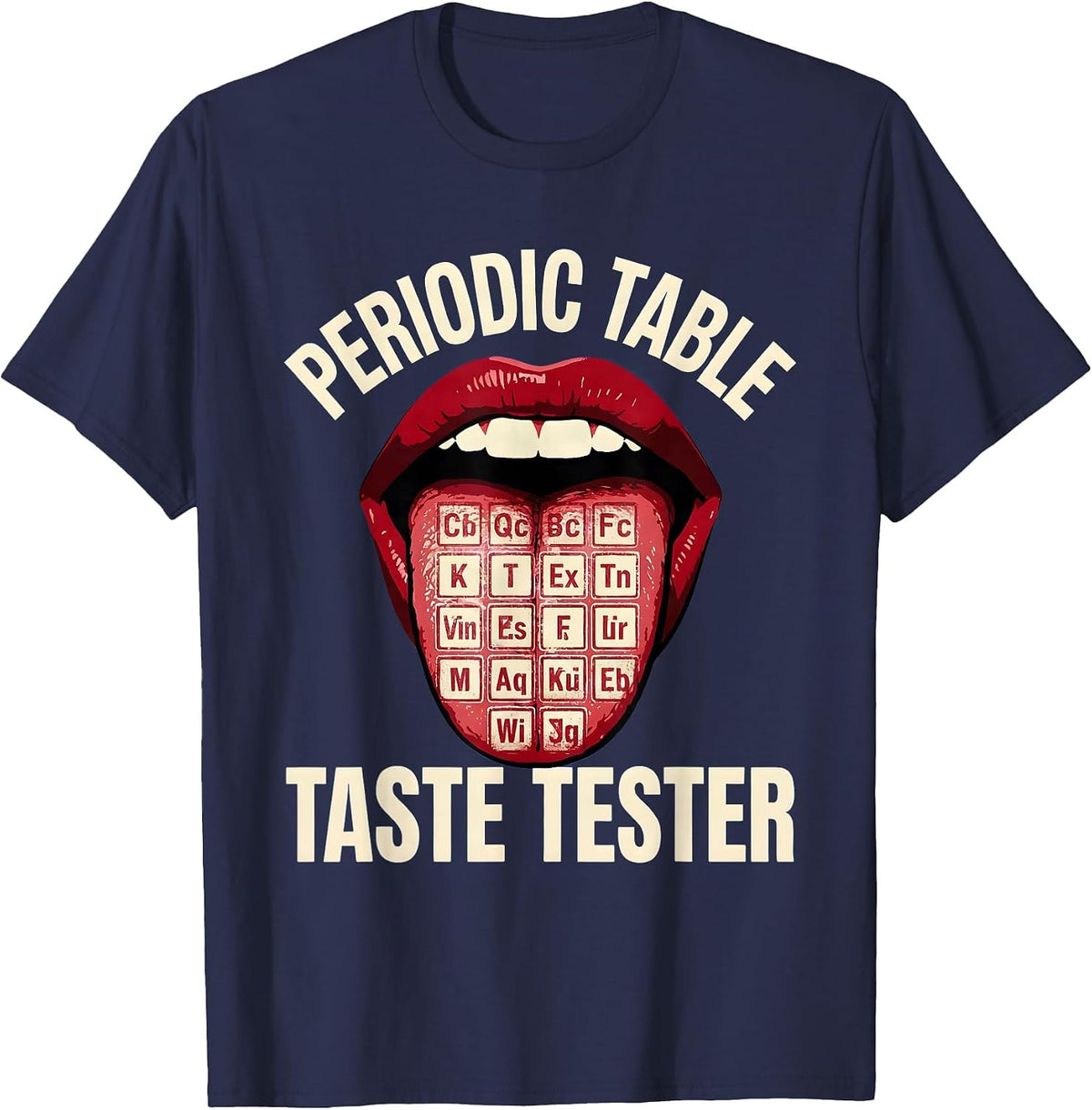 Men's Periodic Table Taste Tester Can I Lick It Design T-Shirt - Navy Blue