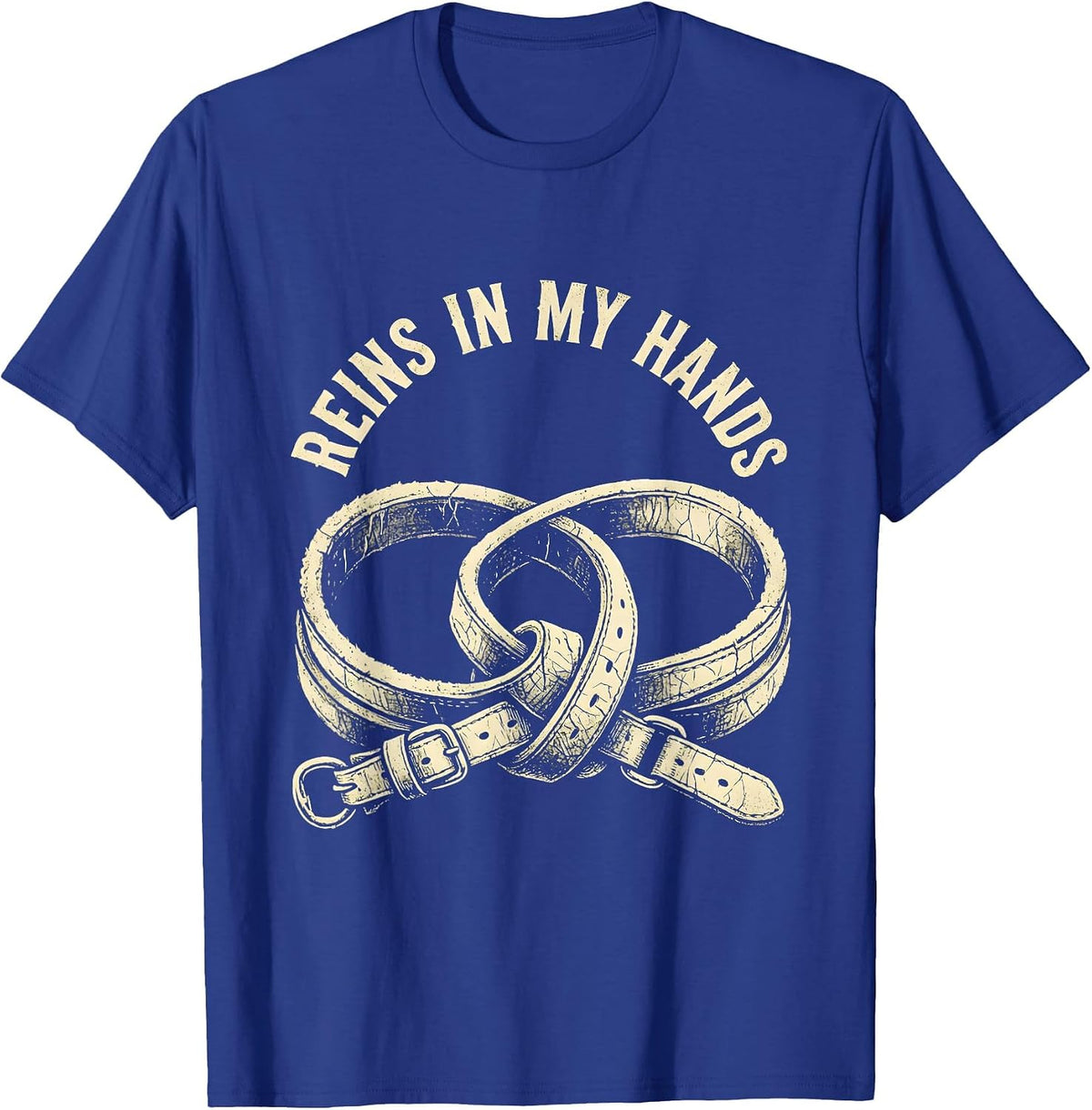 Men's Reins In My Hands Western Cowboy Design T-Shirt - Royal Blue