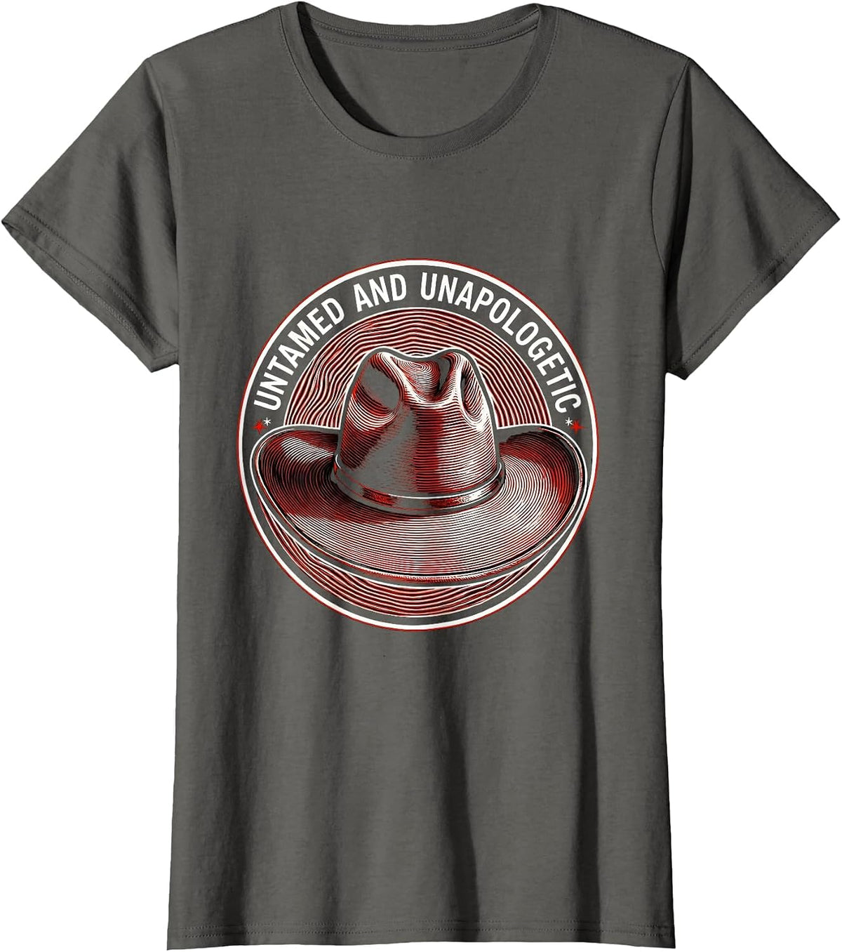 Women's Untamed and Unapologetic Cowgirl Design T-Shirt - Asphalt Grey