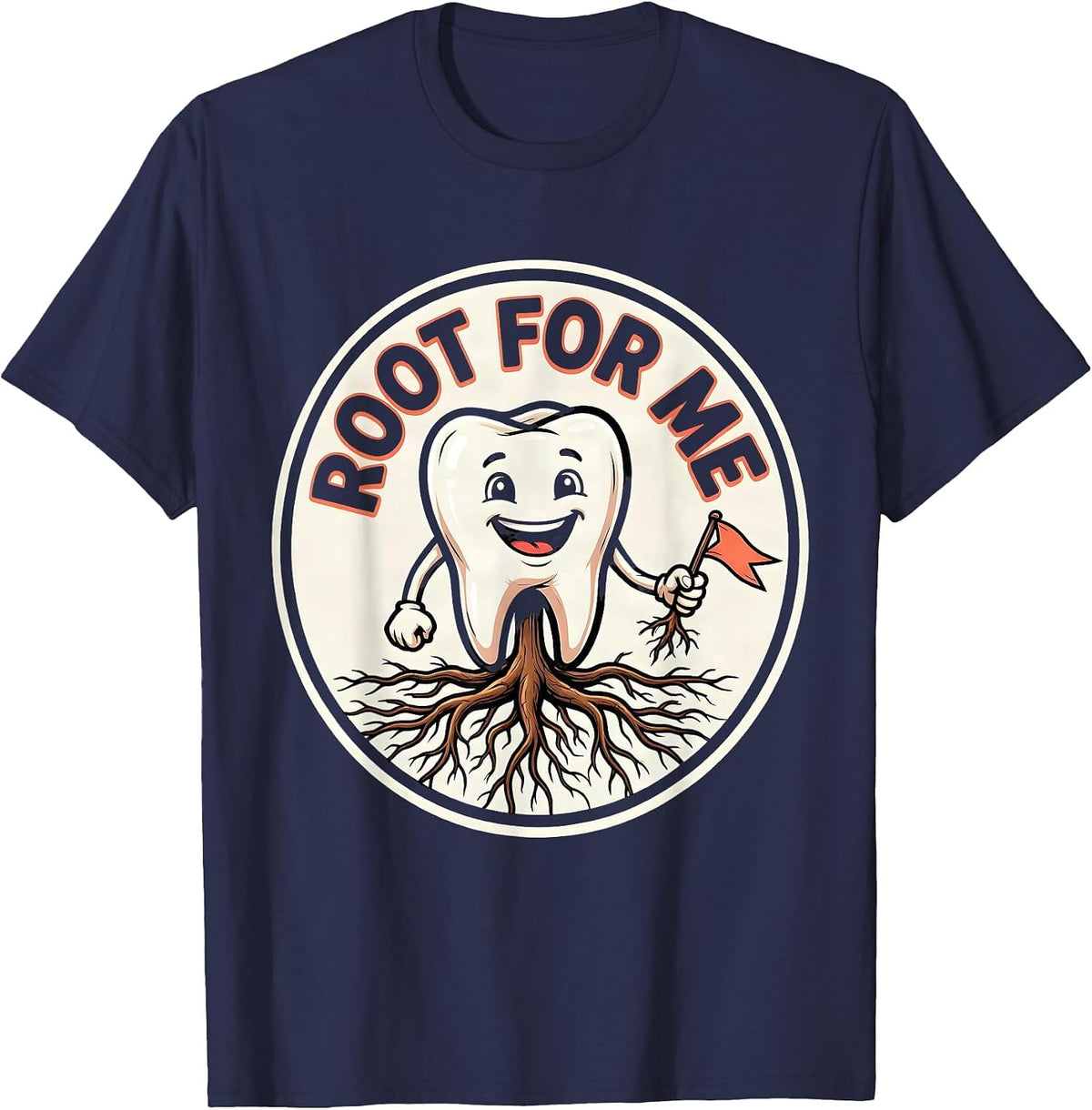 Men's Root For Me Funny Dental Hygienist Humor Cartoon T-Shirt - Navy Blue