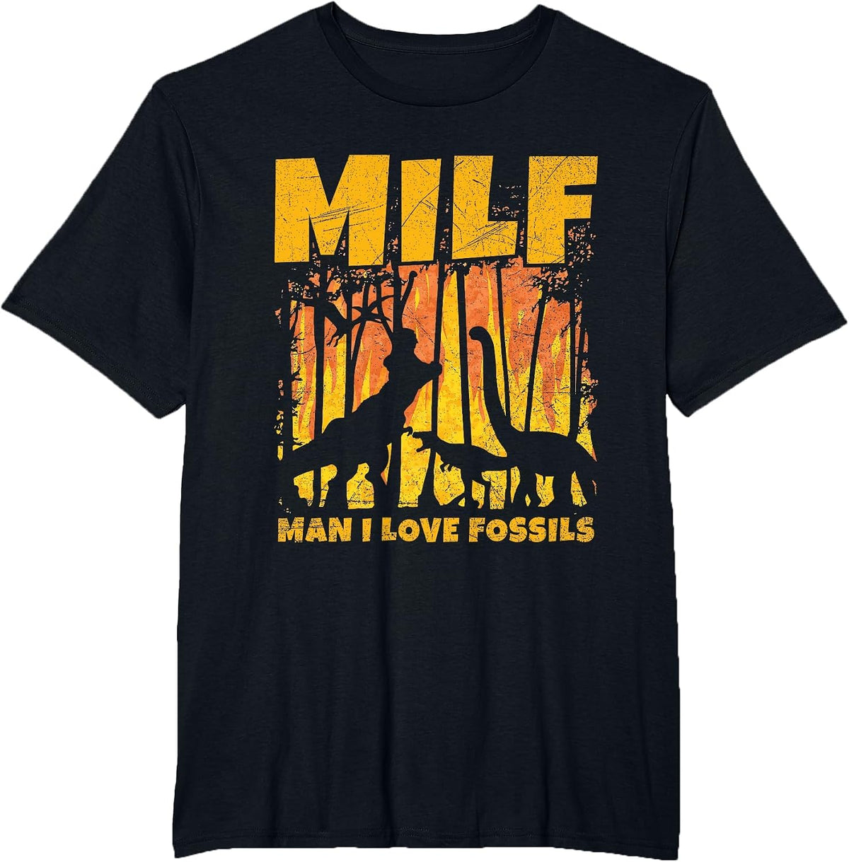 Milf - Man I Love Fossils Design for a Paleontologist T-Shirt - Black