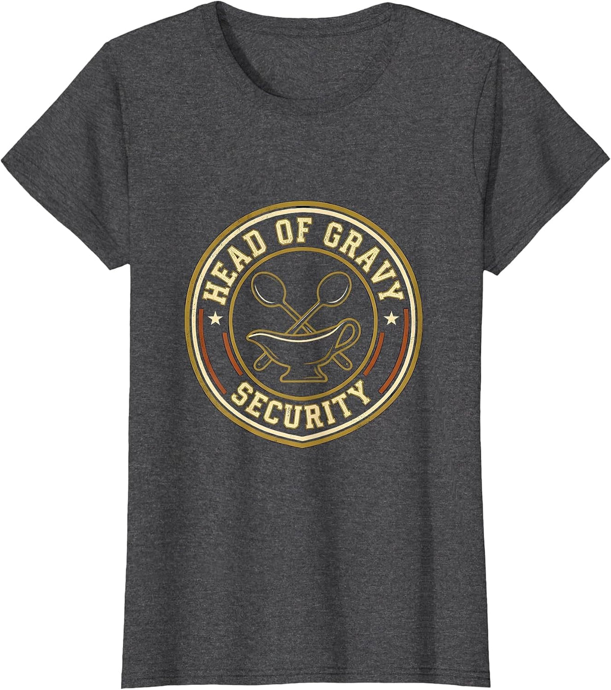 Women's Head Of Gravy Security Funny Thanksgiving Dinner Food Pun T-Shirt - Dark Heather Grey
