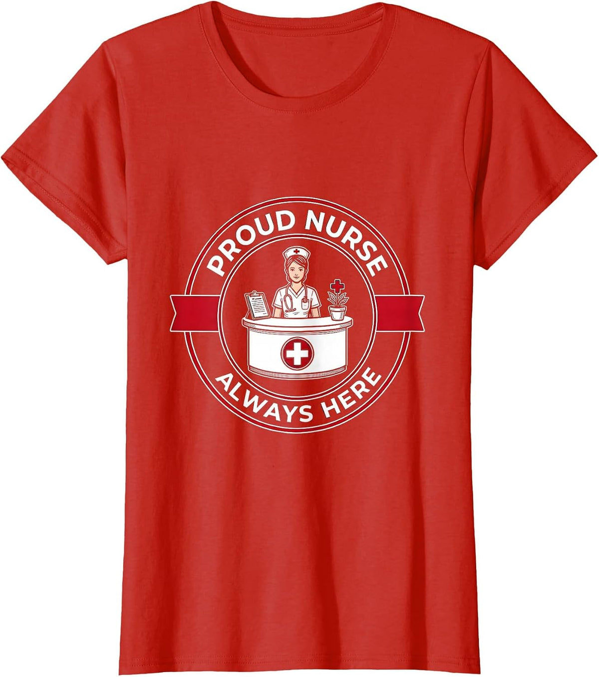 Women's Proud Nurse Labor Day Nurse Station Design T-Shirt - Red