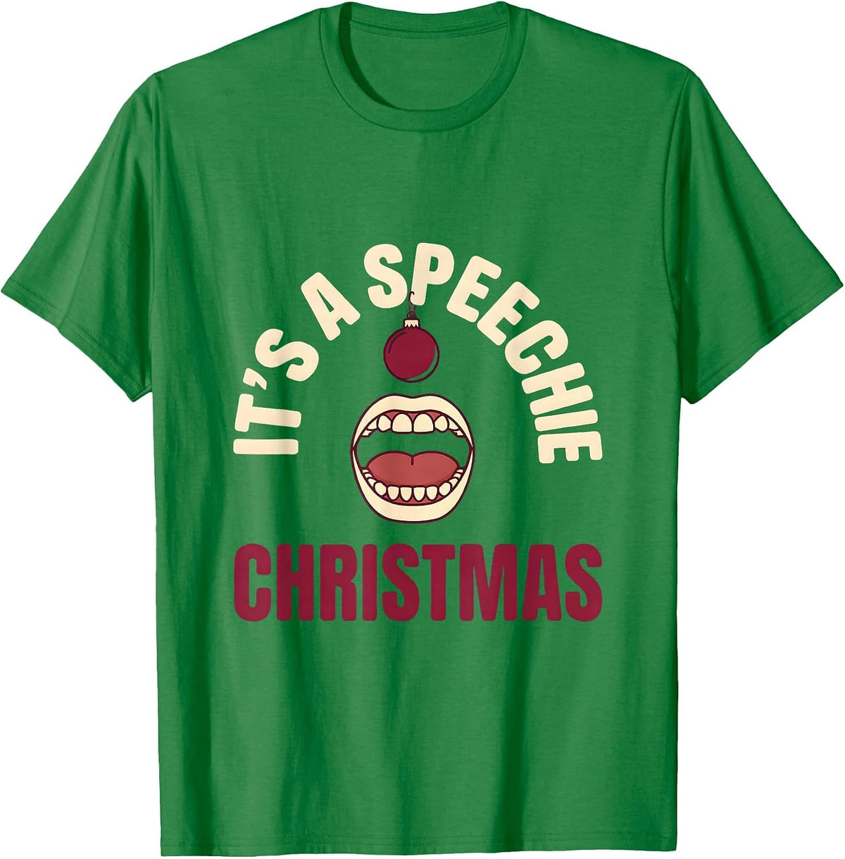 Men's It's a Speechie Christmas Funny SLP Speech Therapist Holiday T-Shirt - Kelly Green