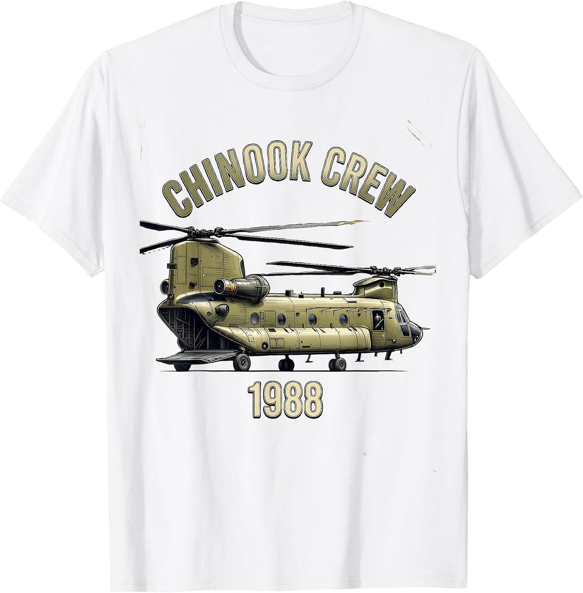 Men's Chinook Crew 1988 Symmetrical Insignia Vietnam Veteran T-Shirt - White