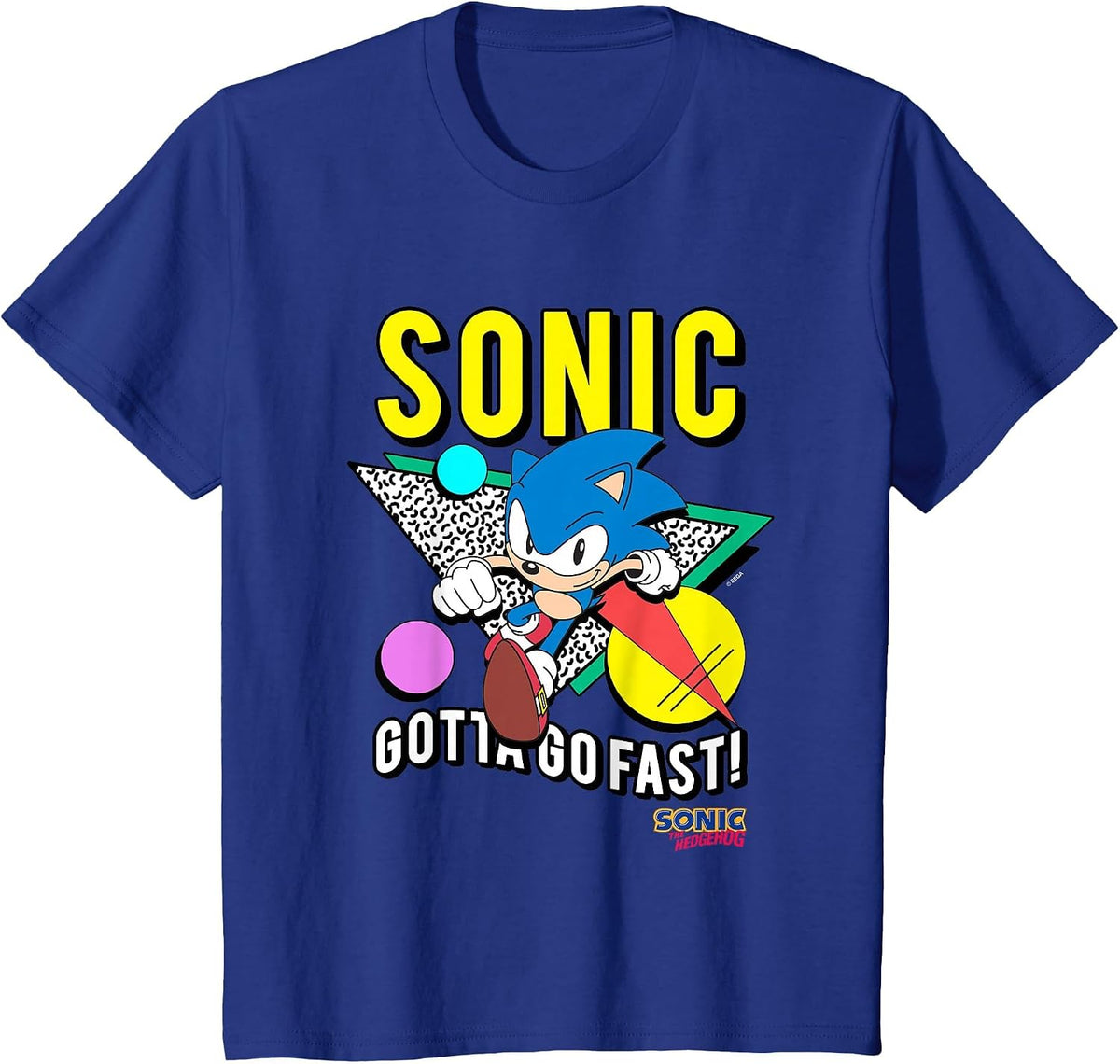 Sonic The Hedgehog Gotta Go Fast Retro 90's Sonic T-Shirt - Royal Blue