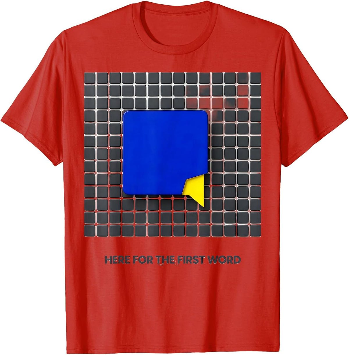 Men's Here For The First Word Geometric Speech Language T-Shirt - Red