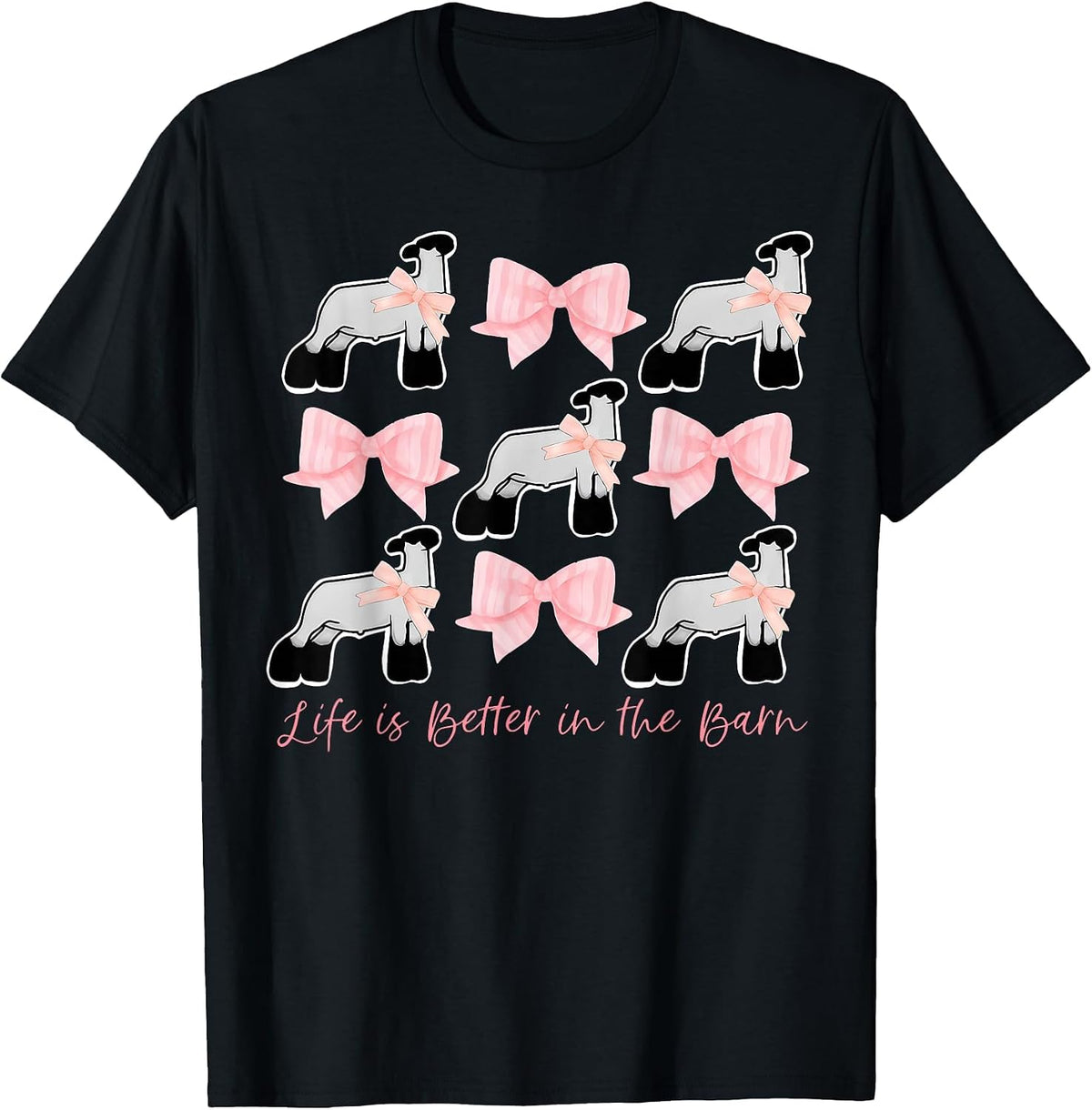 Coquette Bow Show Lamb Breeder Stock Show Mom Livestock T-Shirt - Black