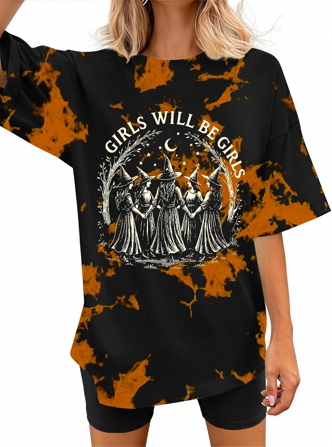 Halloween Shirts for Women Tis the Season Ghost Pumpkin Bat Graphic Tee - Black-02